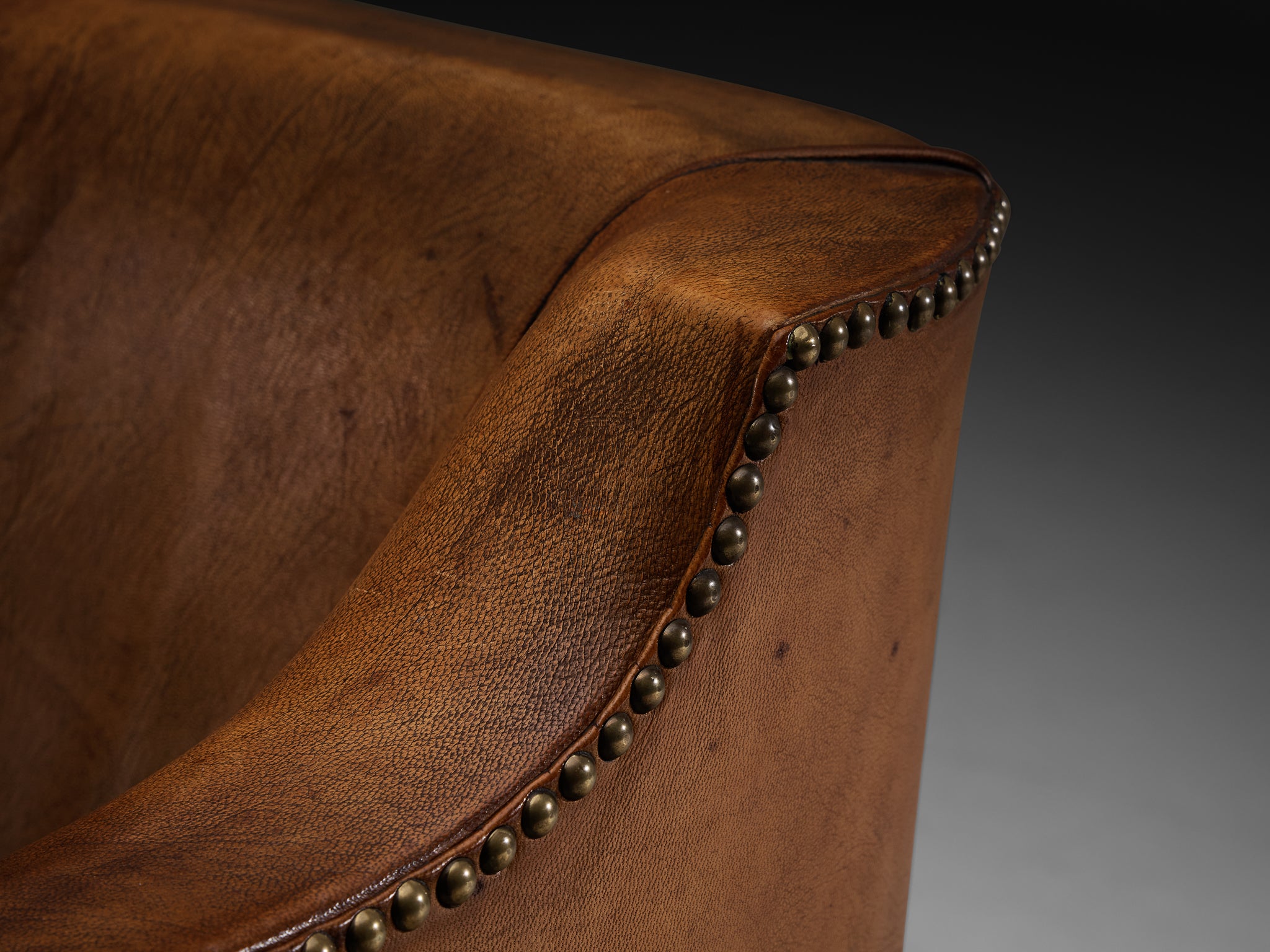 Unique Jacob Kjaer Sofa in Original Niger Leather and Mahogany Seating Morentz