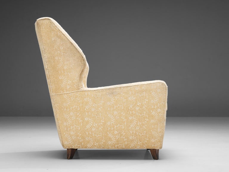 Comfortable Danish Lounge Chair in Bright Fabric Upholstery