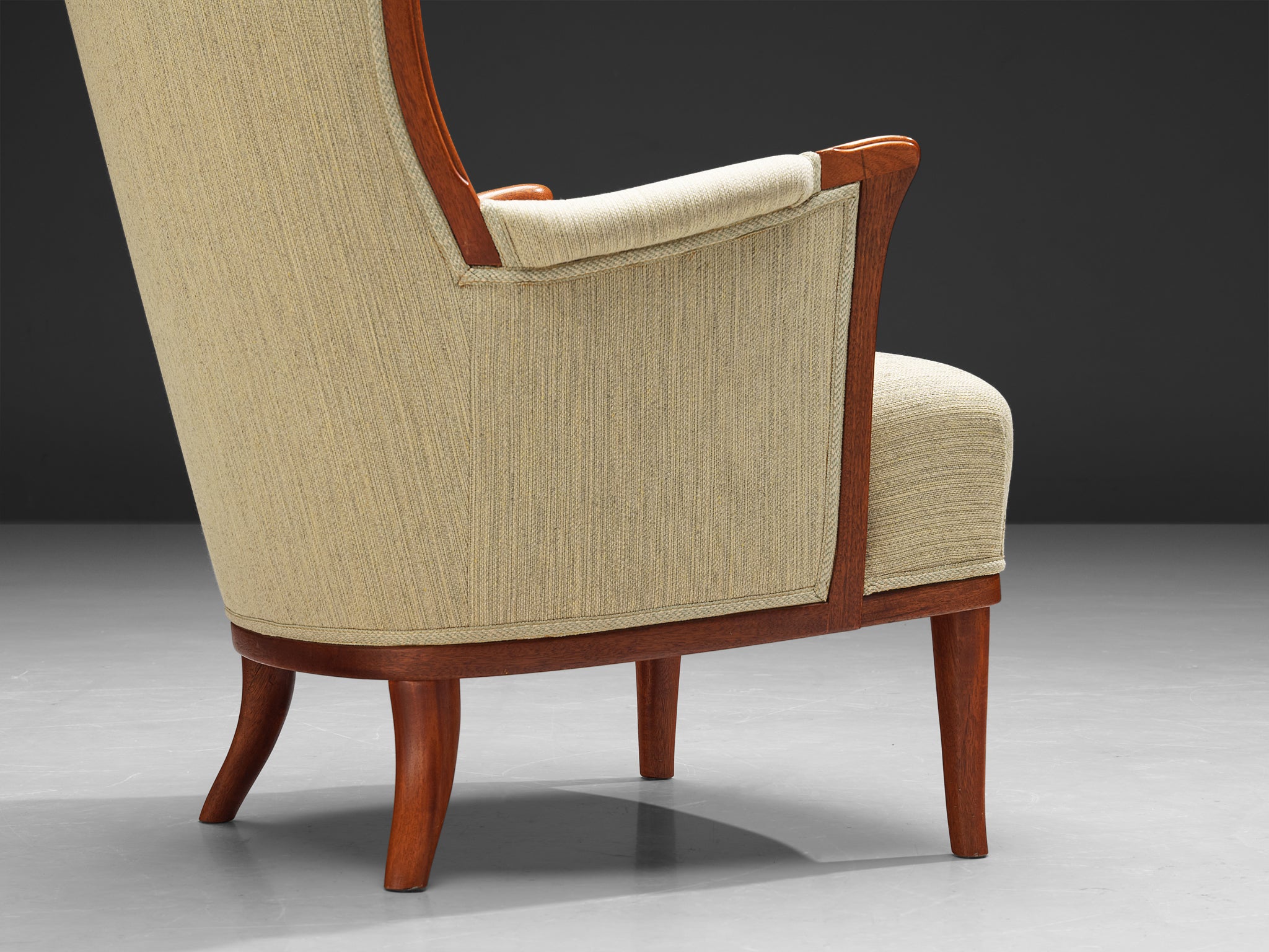 Carl Malmsten for O.H. Sjögren 'Our Lady' Lounge Chairs in Teak and White Upholstery Seating Morentz