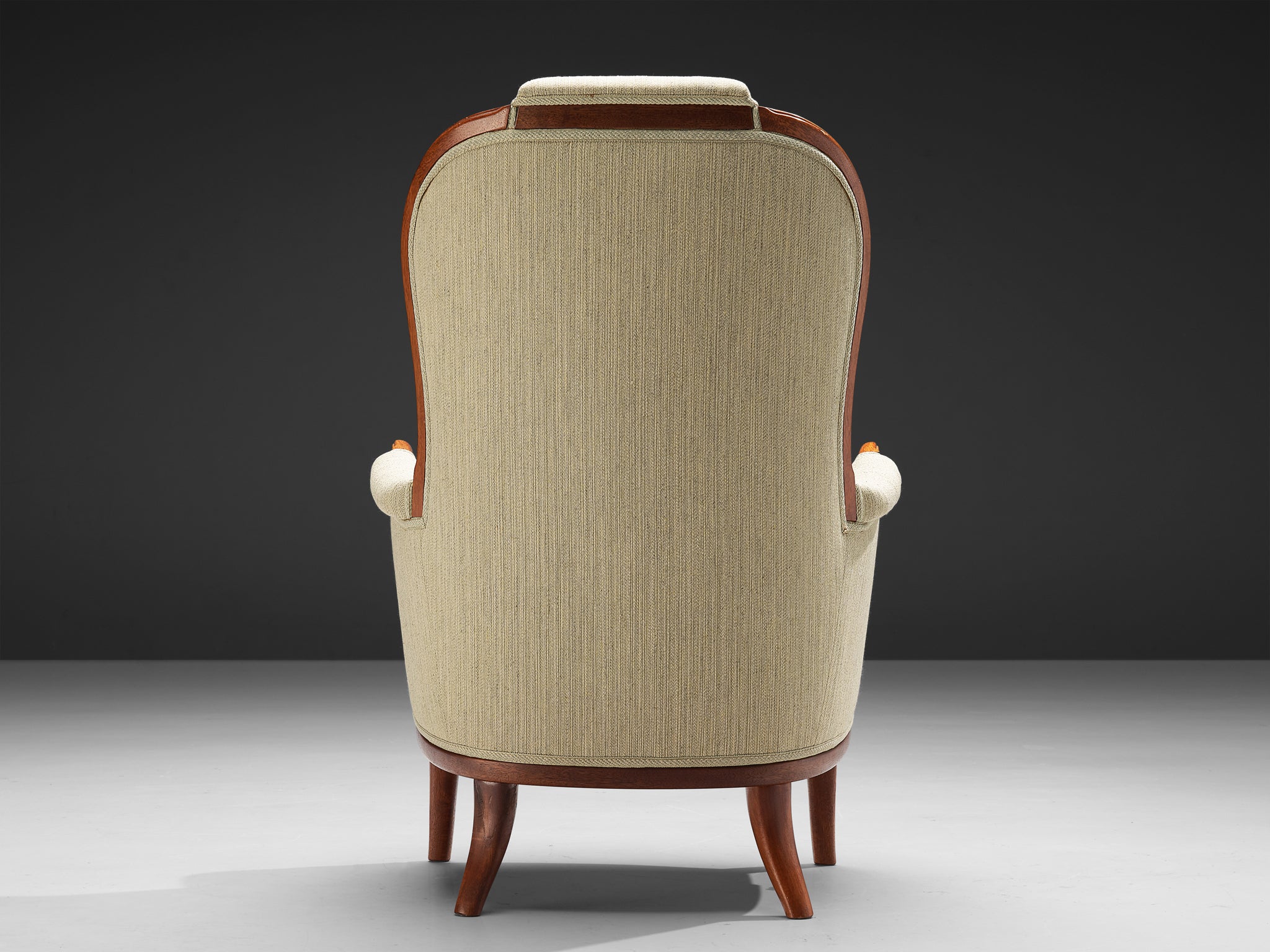 Carl Malmsten for O.H. Sjögren Pair of 'Our Lady' Lounge Chair in Teak and White Upholstery Seating Morentz