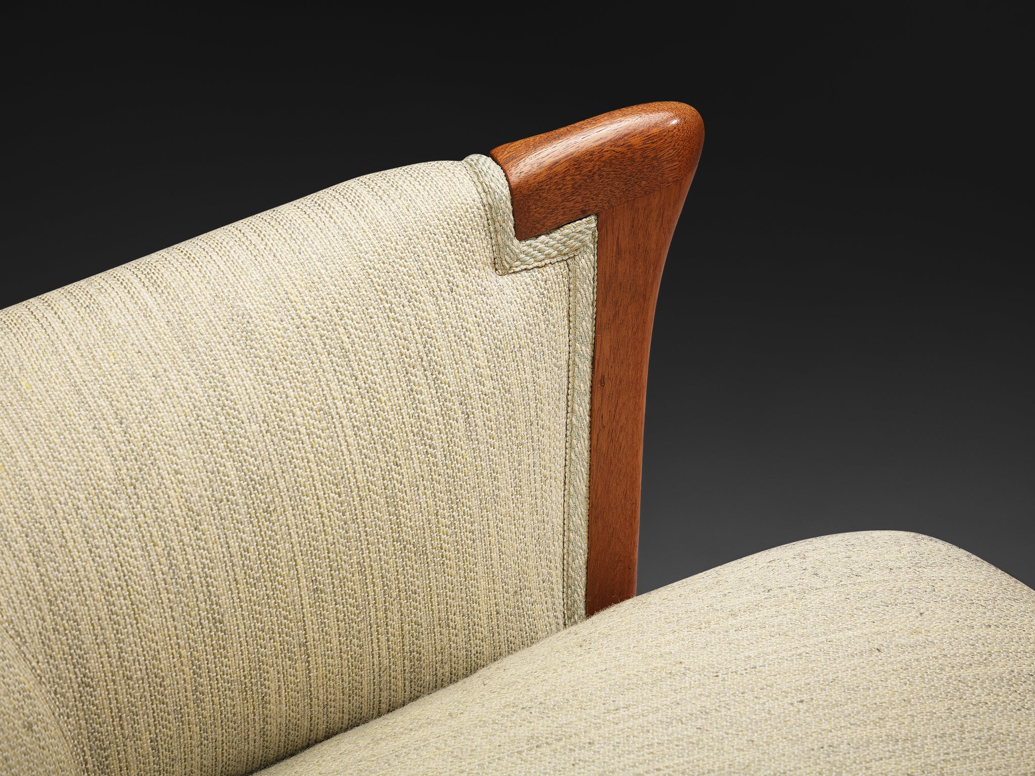 Carl Malmsten for O.H. Sjögren Pair of 'Our Lady' Lounge Chair in Teak and White Upholstery Seating Morentz