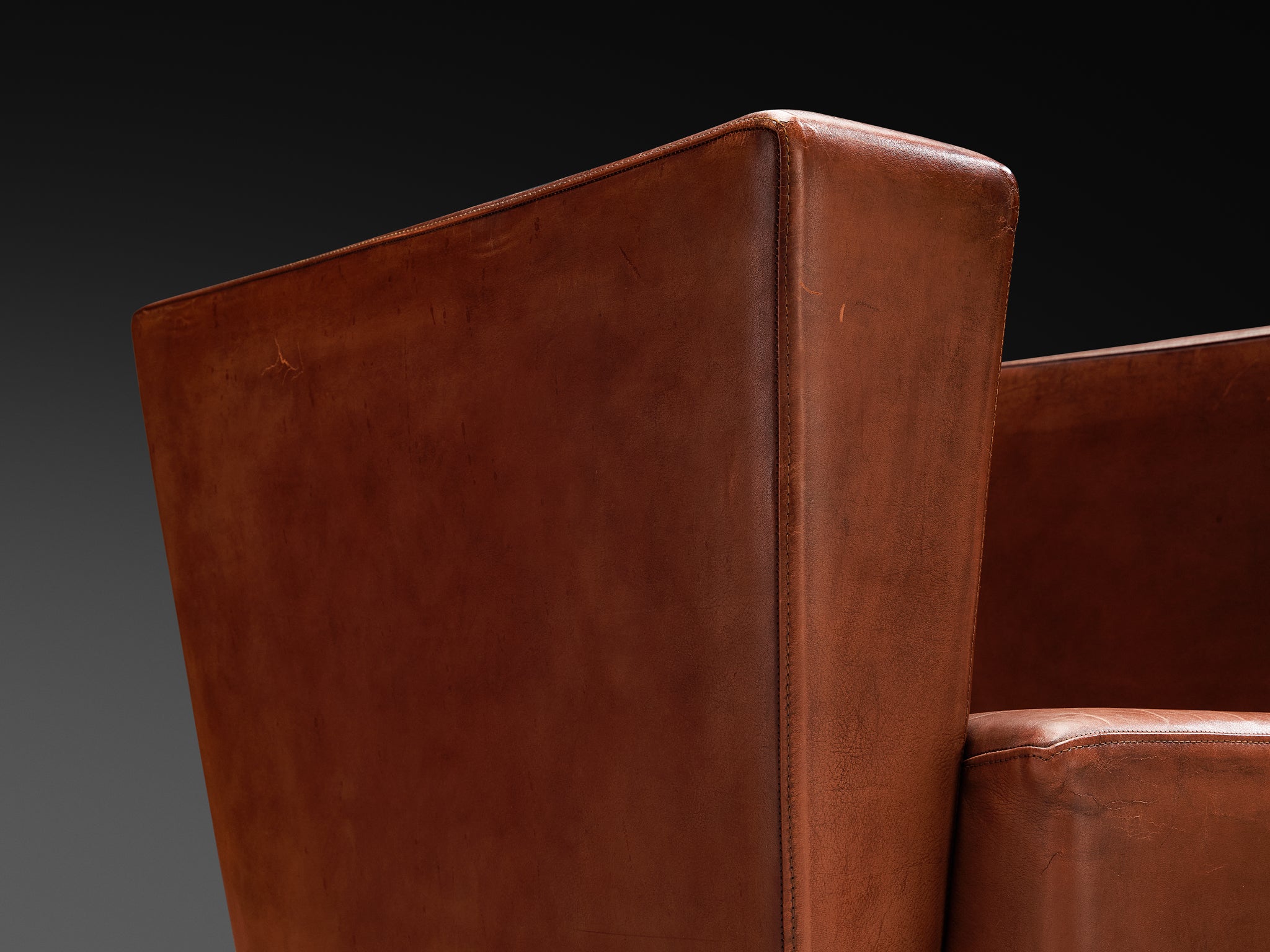 Rare Axel Einar Hjorth ‘Lido’ Lounge Chair in Patinated Leather Seating Morentz