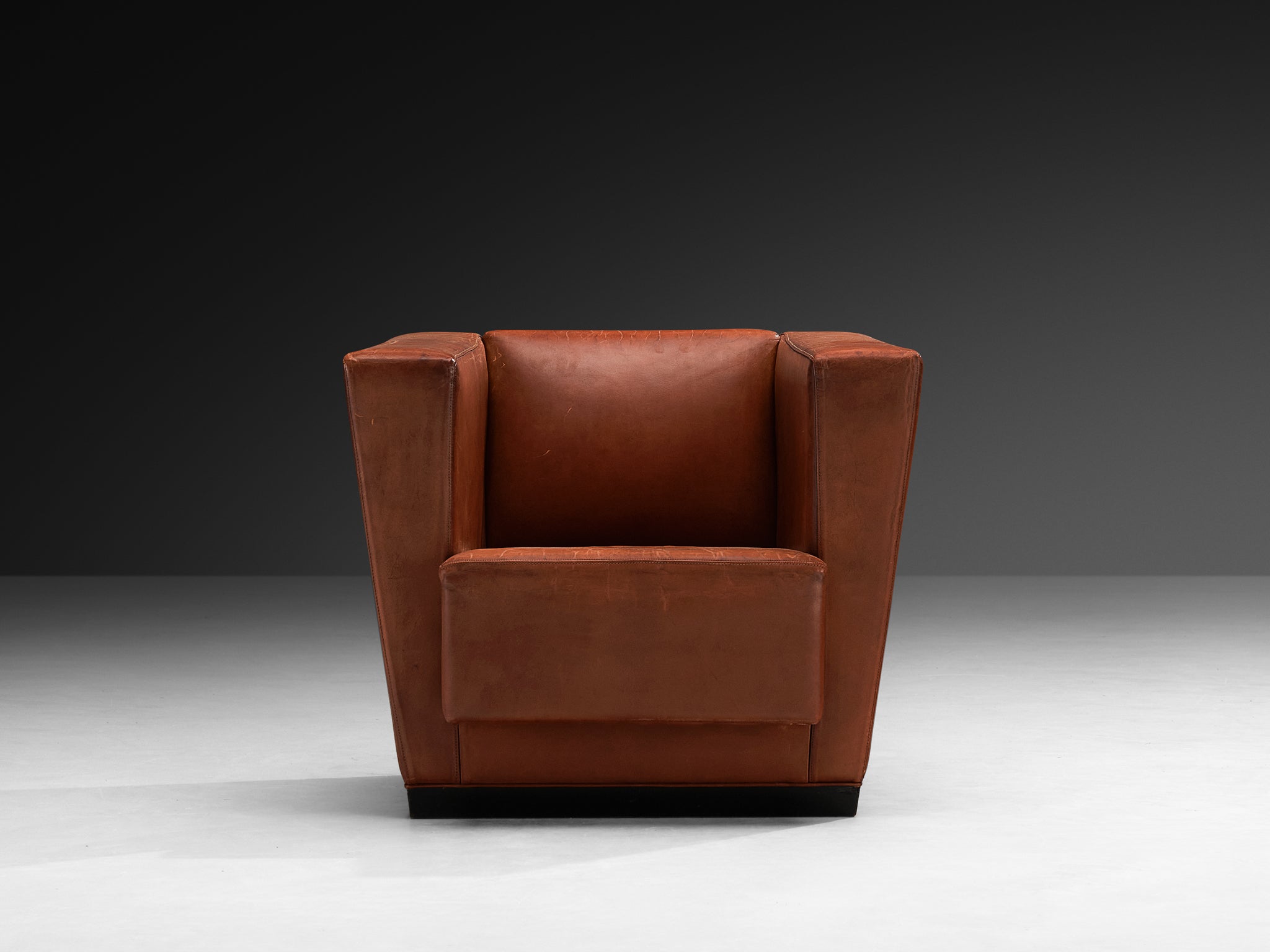 Rare Axel Einar Hjorth ‘Lido’ Lounge Chair in Patinated Leather Seating Morentz