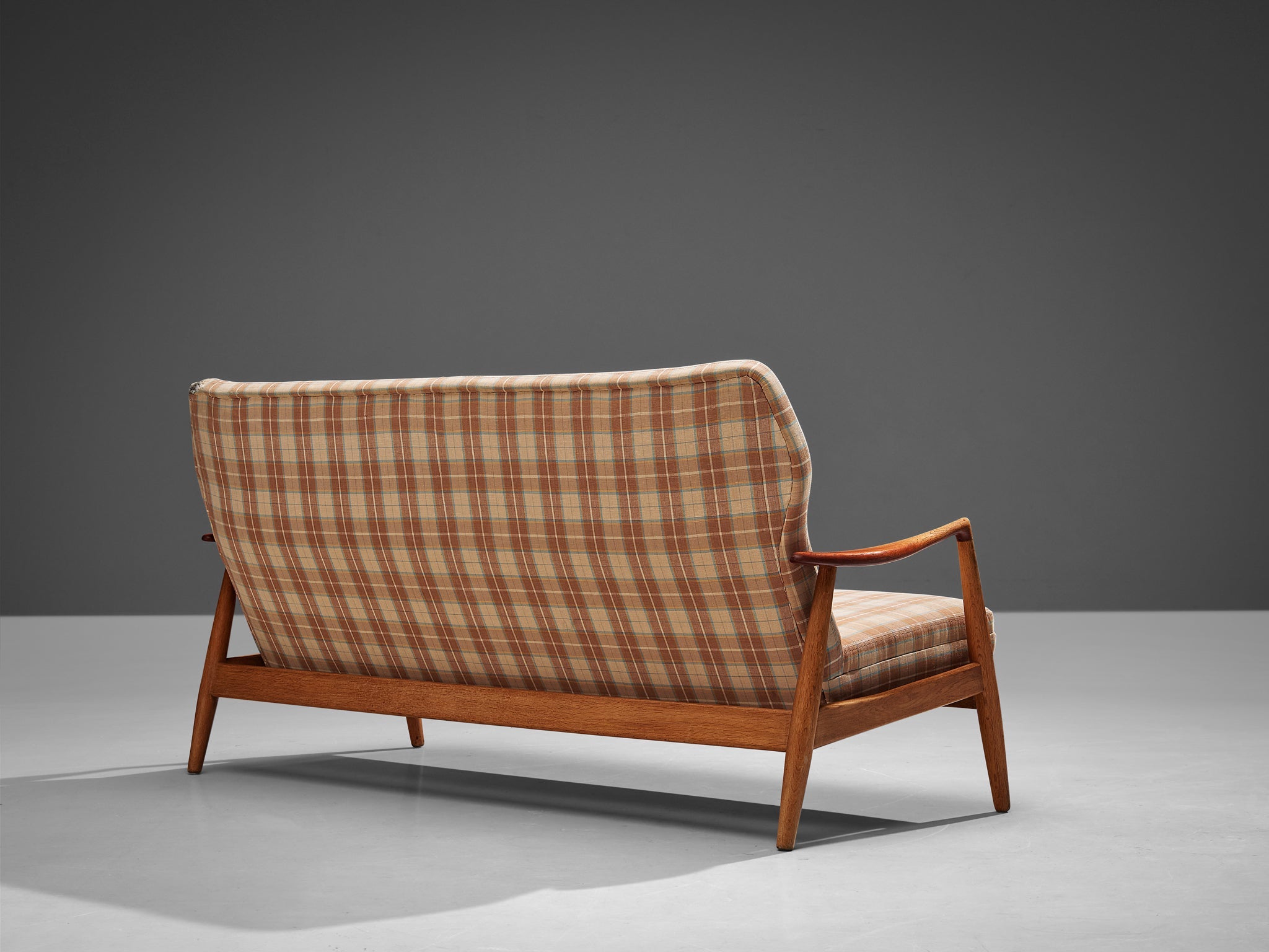 Aksel Bender Madsen Sofa in Checkered Fabric, Oak and Teak seating Morentz