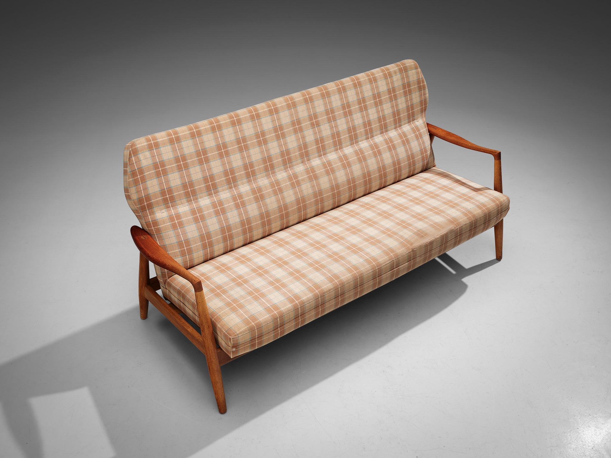 Aksel Bender Madsen Sofa in Checkered Fabric, Oak and Teak seating Morentz