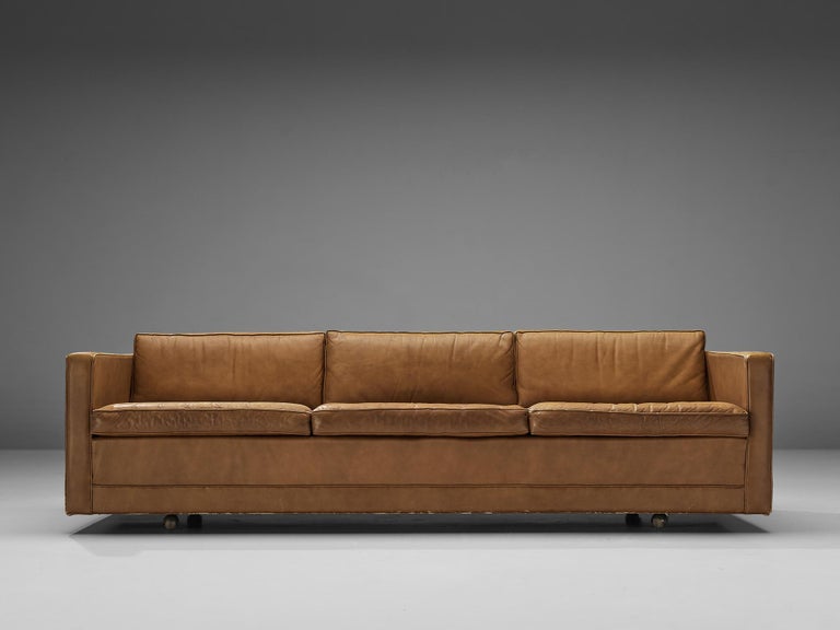Artifort Cubic Three-Seat Sofa in Brown Leather