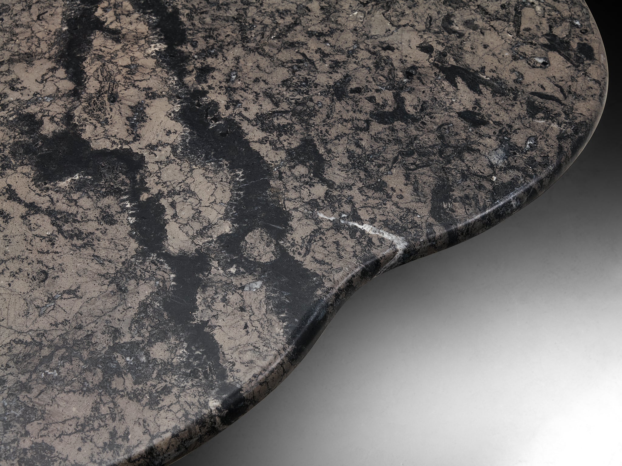 1970s Clover Shaped Coffee Table in Grey and Black Marble Tables Morentz
