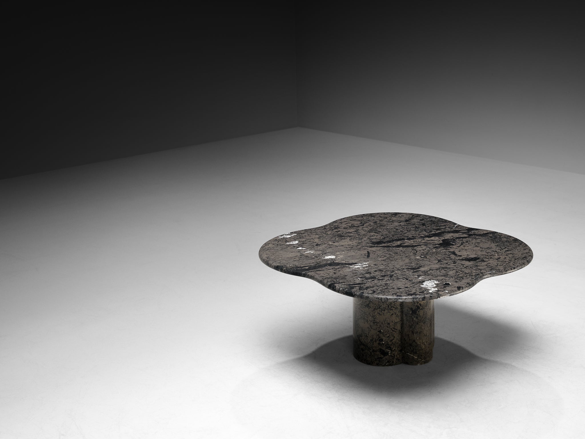 1970s Clover Shaped Coffee Table in Grey and Black Marble Tables Morentz