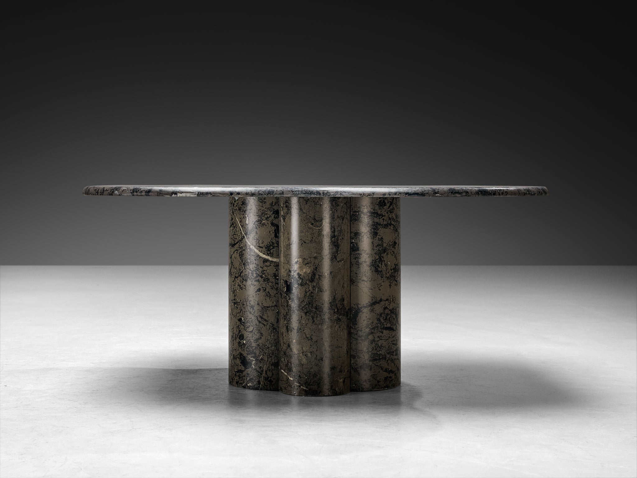 1970s Clover Shaped Coffee Table in Grey and Black Marble Tables Morentz