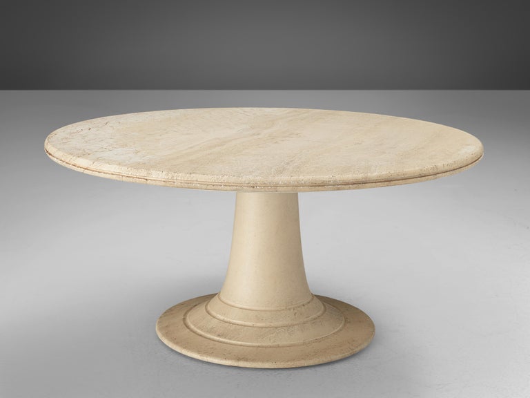 Round Pedestal Coffee Table in Travertine