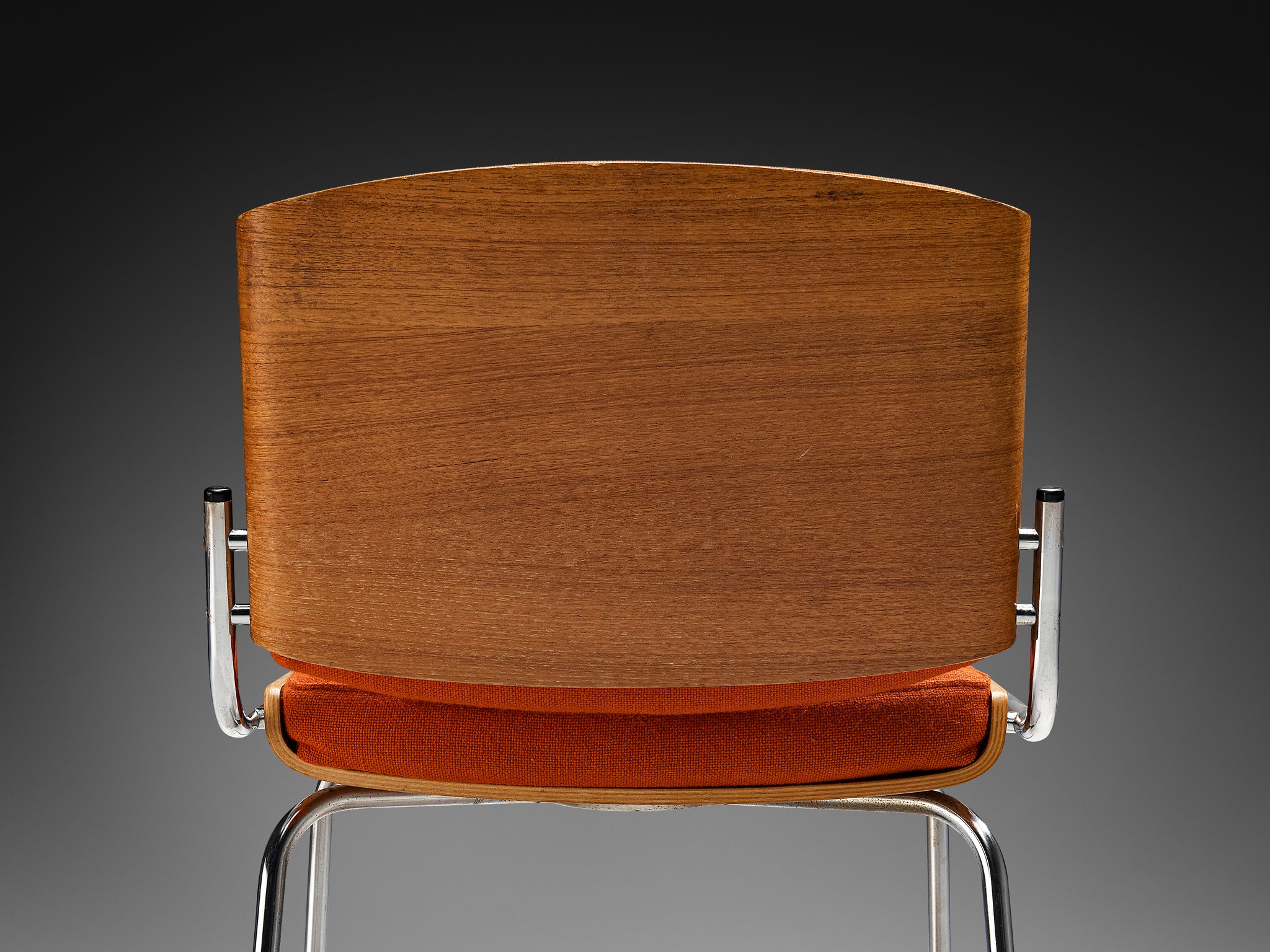 Danish Dining Chairs in Teak and Orange Upholstery Seating Morentz
