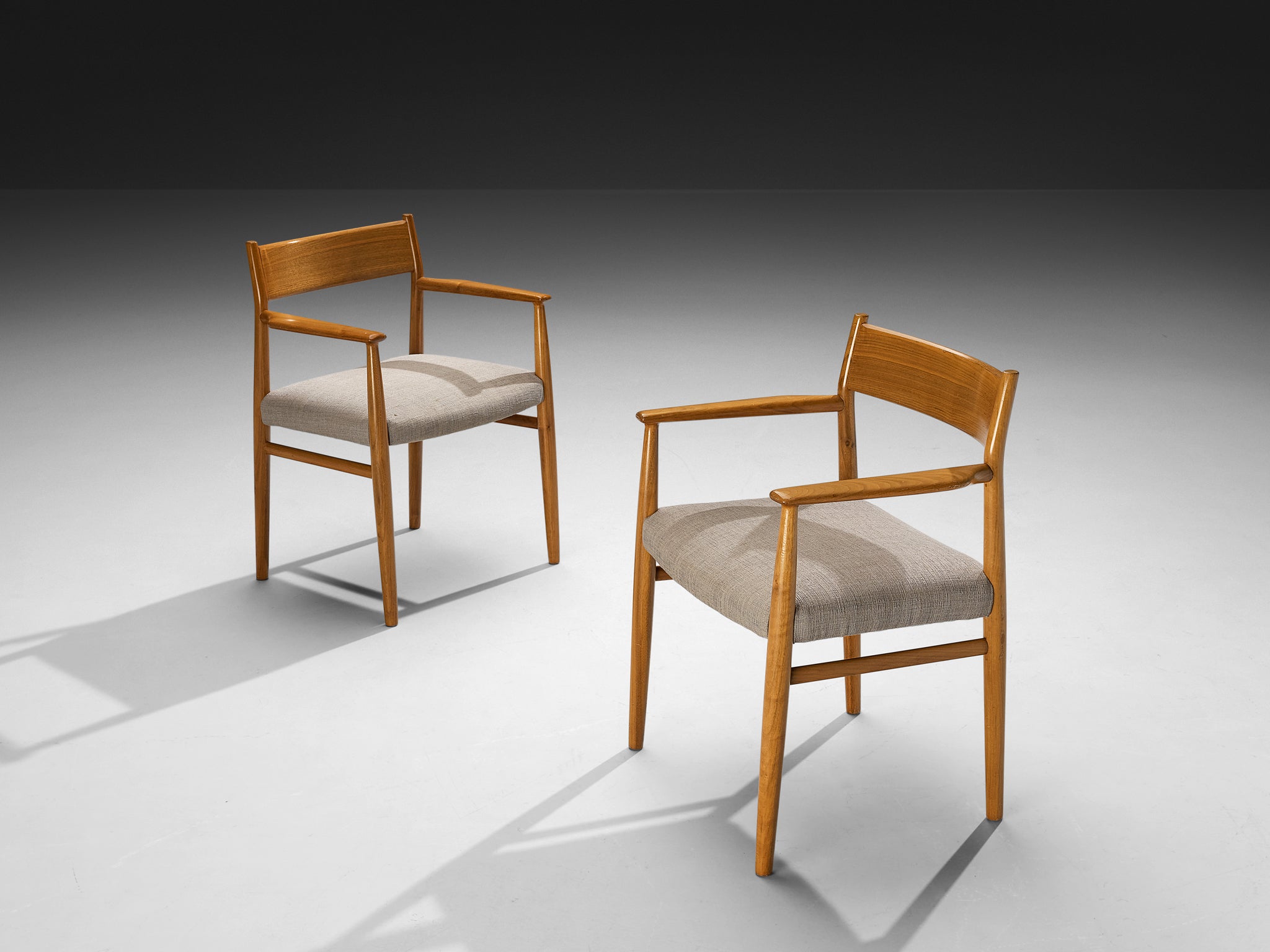 Arne Vodder for Sibast Set of Four Dining Chairs in Walnut and Grey Upholstery Seating Morentz