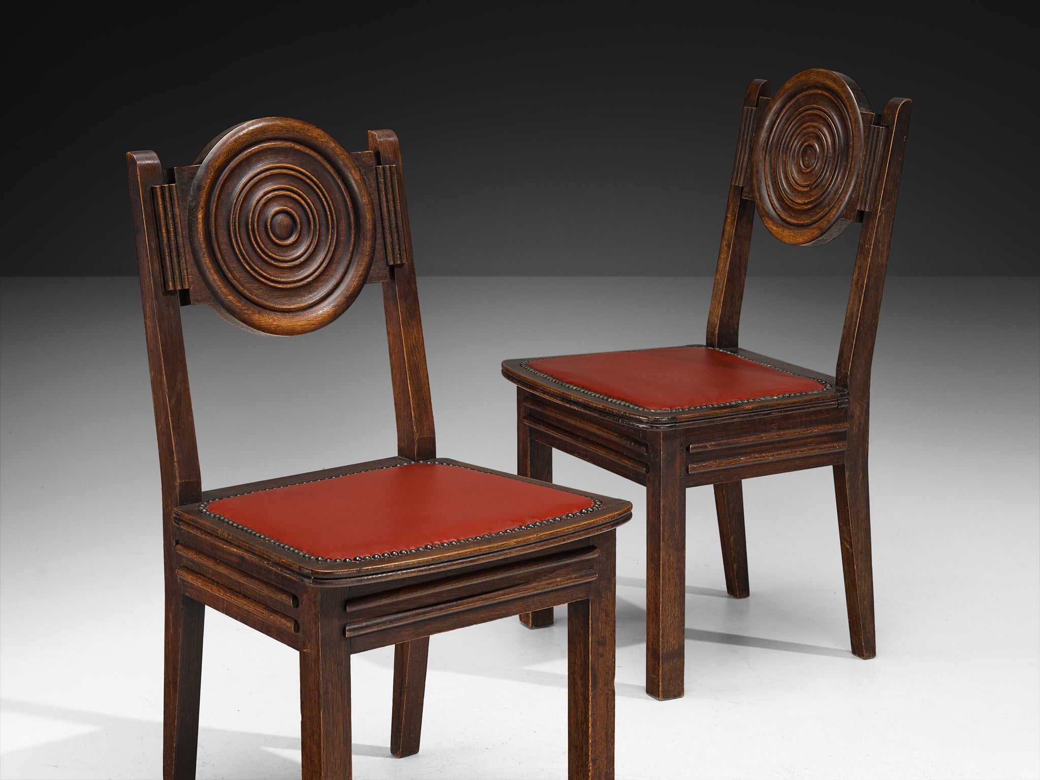 1930s French Art Deco Set of Six Dining Chairs in Mahogany Seating Morentz