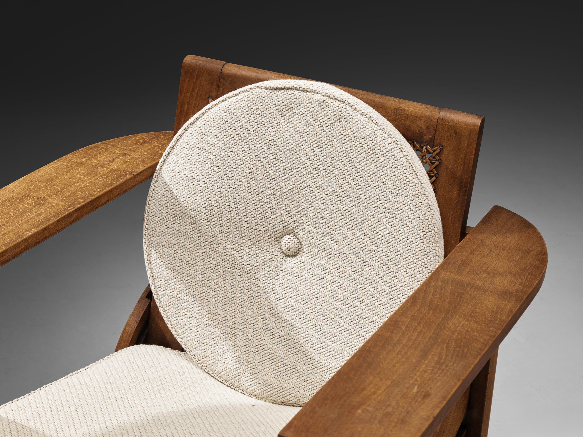 Pierre Dariel 'Hendaye' Armchairs in Wood and Cane Seating Morentz