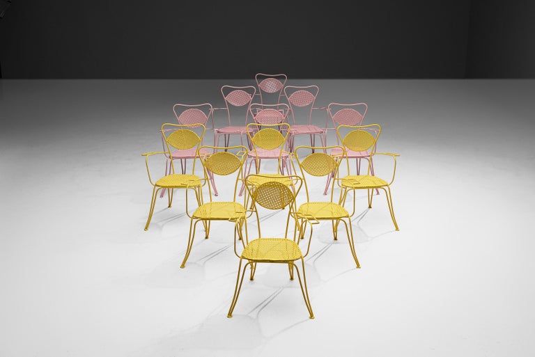Italian Dining Chairs in Colorful Lacquered Metal