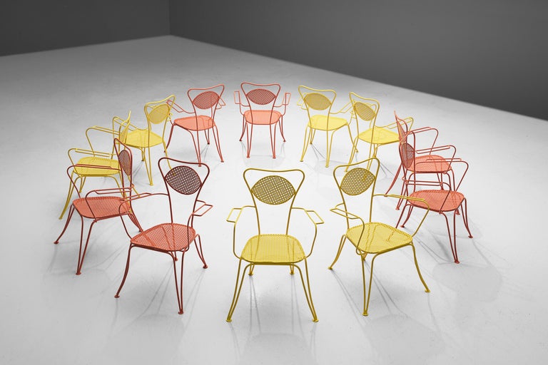 Italian Outdoor Dining Chairs in Colorful Lacquered Metal