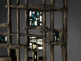 Pia Manu Hand Crafted Room Divider in Burnished Concrete and Stained Glass