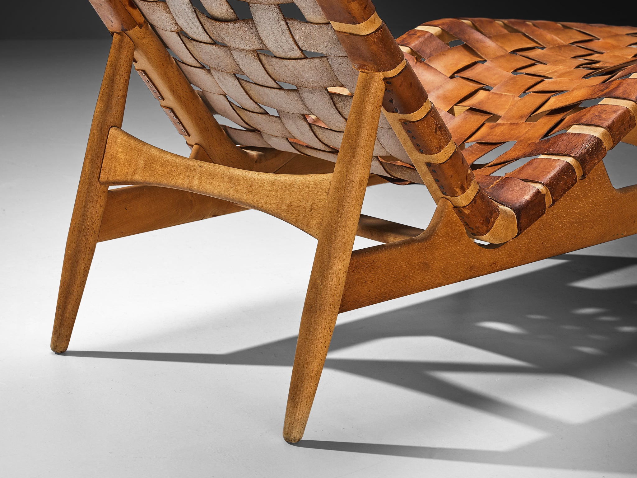 Arne Vodder for Bovirke Chaise Longue in Patinated Cognac Leather Seating Morentz