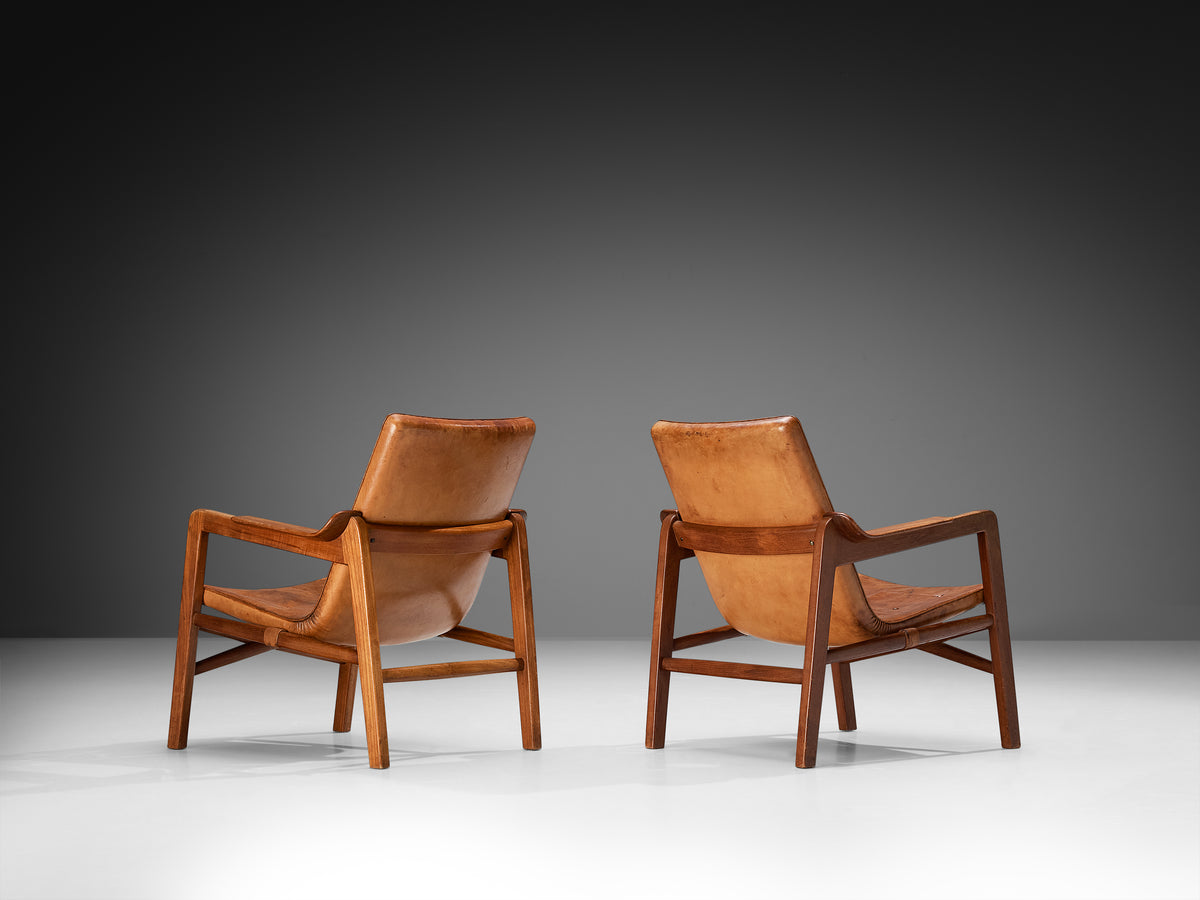 Tove & Edvard Kindt-Larsen 'Fireside' Armchairs in Original Leather Seating Morentz