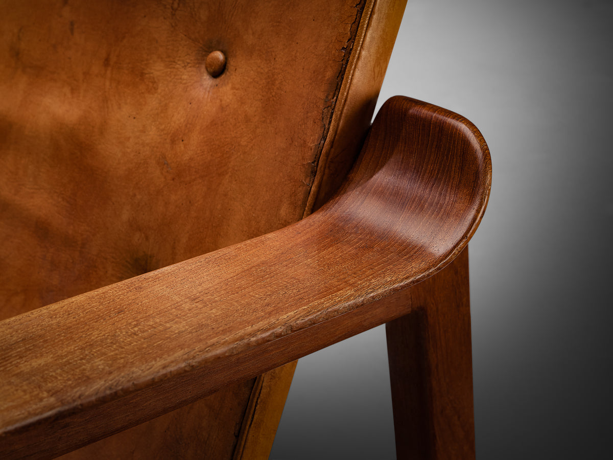 Tove & Edvard Kindt-Larsen 'Fireside' Armchairs in Original Leather Seating Morentz