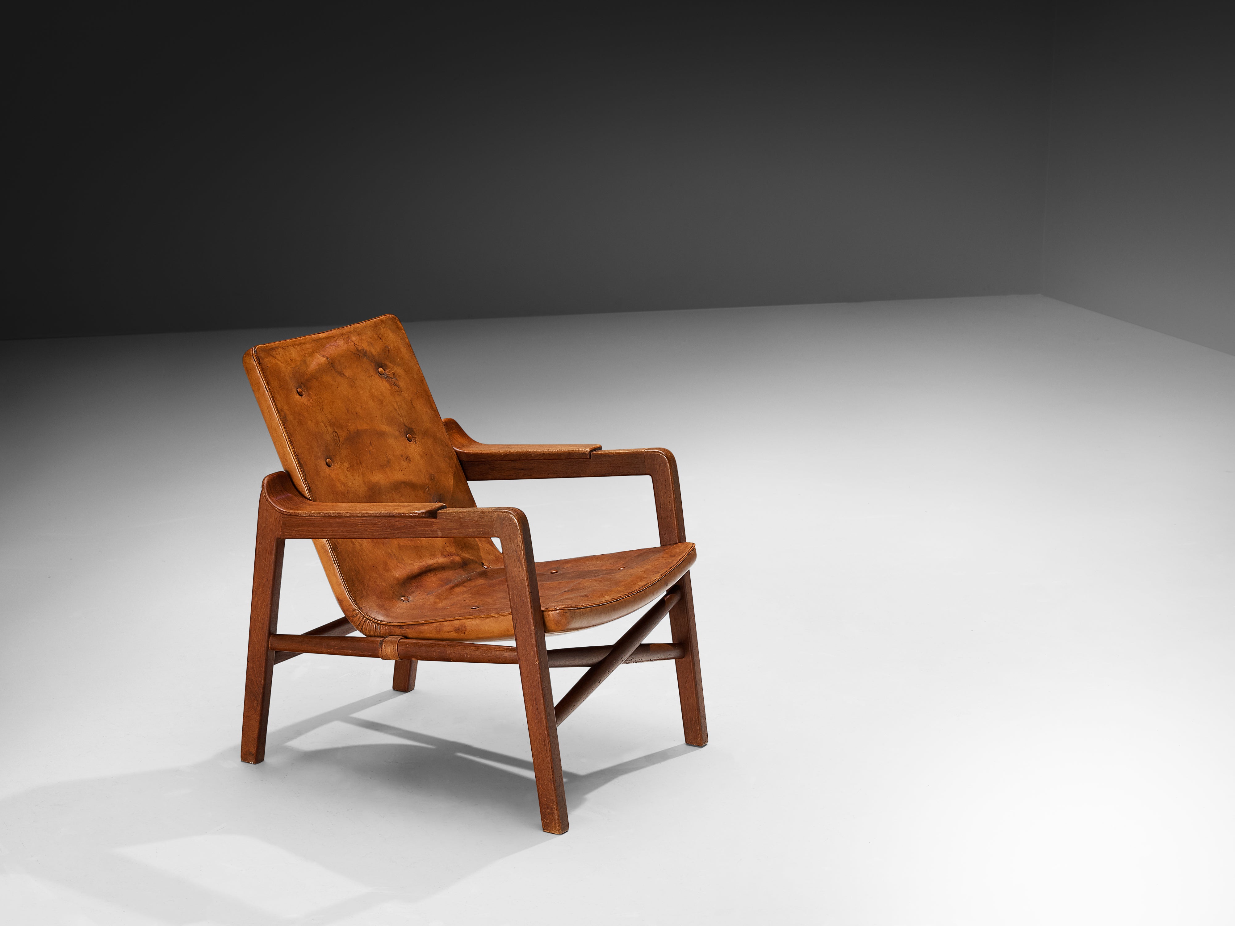 Tove & Edvard Kindt-Larsen 'Fireside' Armchairs in Original Leather Seating Morentz