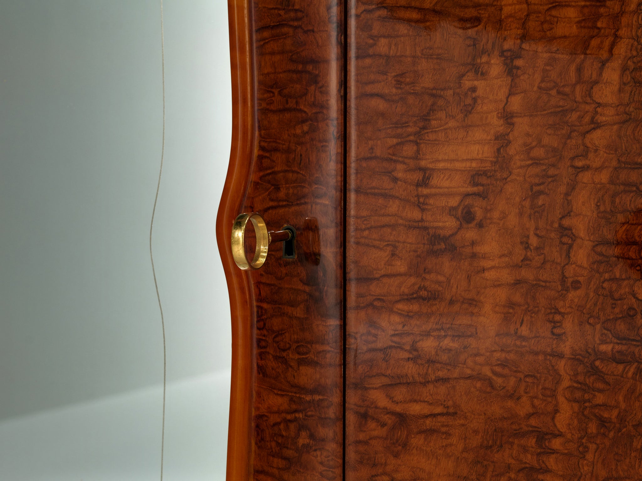 Exquisite Italian Wardrobe with Mirrored Doors in Walnut Burl Case pieces and storage cabinets Morentz