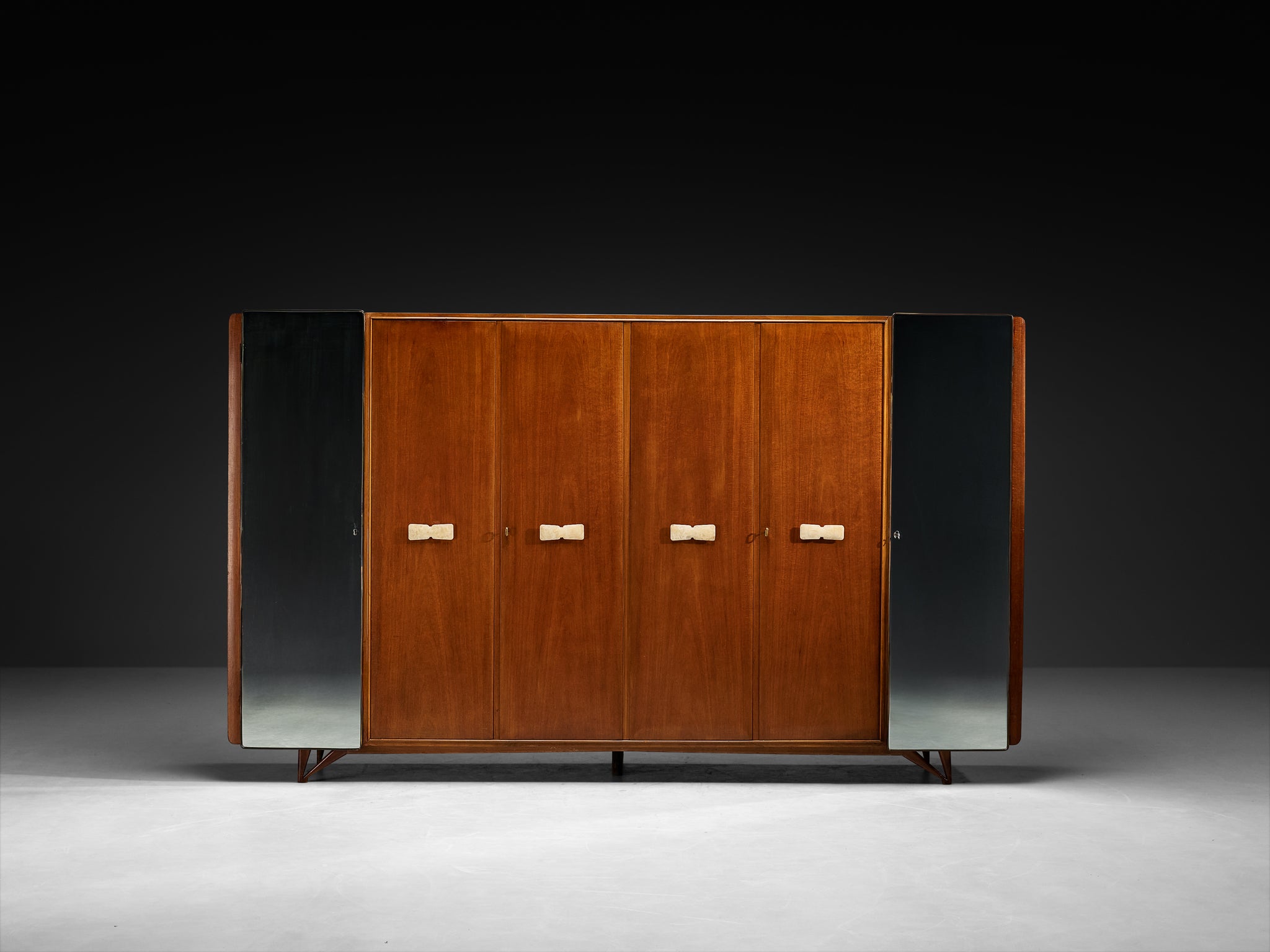 Mid-Century Modern Italian Highboard in Mahogany and Alabaster