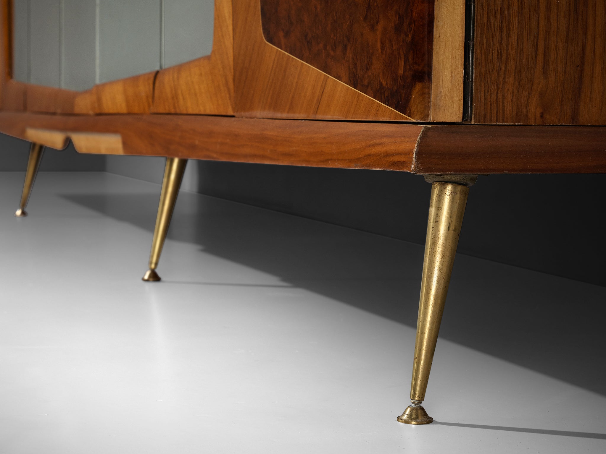 Large Italian Mirrored Wardrobe in Walnut with Mirror Panels