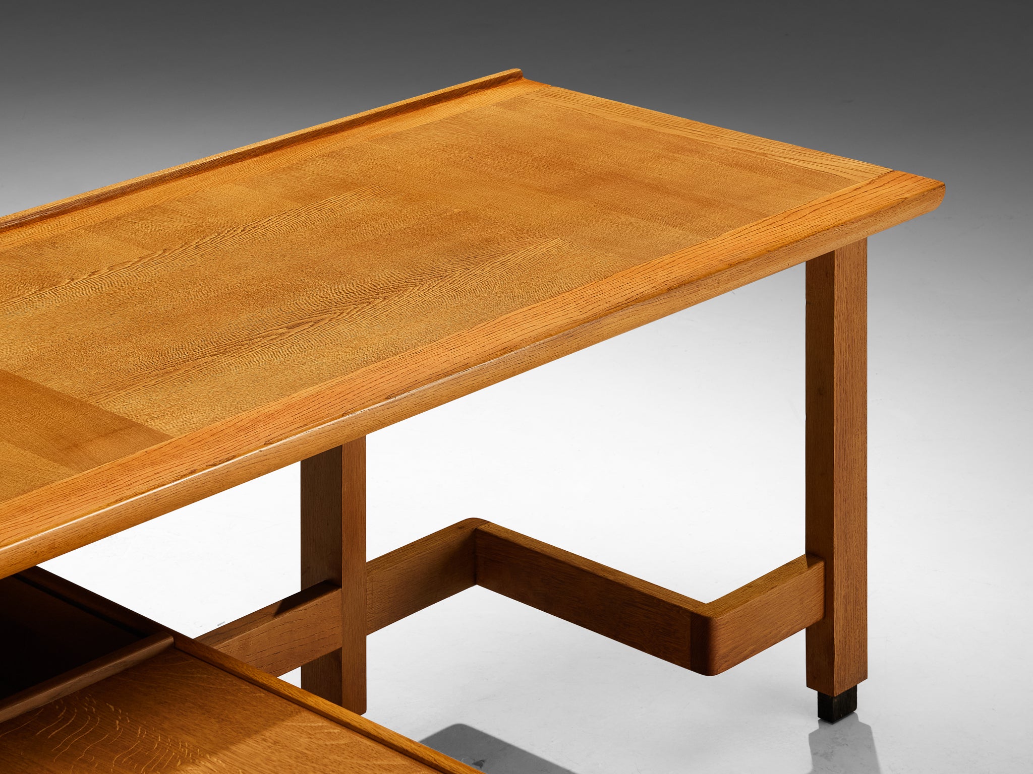 Guillerme & Chambron Desk with Return in Blonde Solid Oak Tables Morentz
