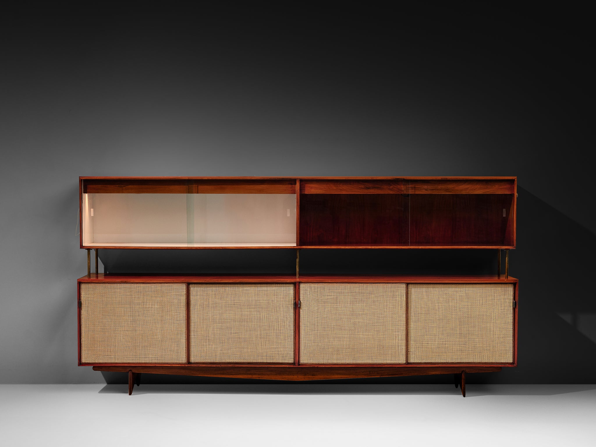 Rare and Large Martin Eisler Sideboard for Forma in Brazilian Walnut and Cane Case pieces and storage cabinets Morentz