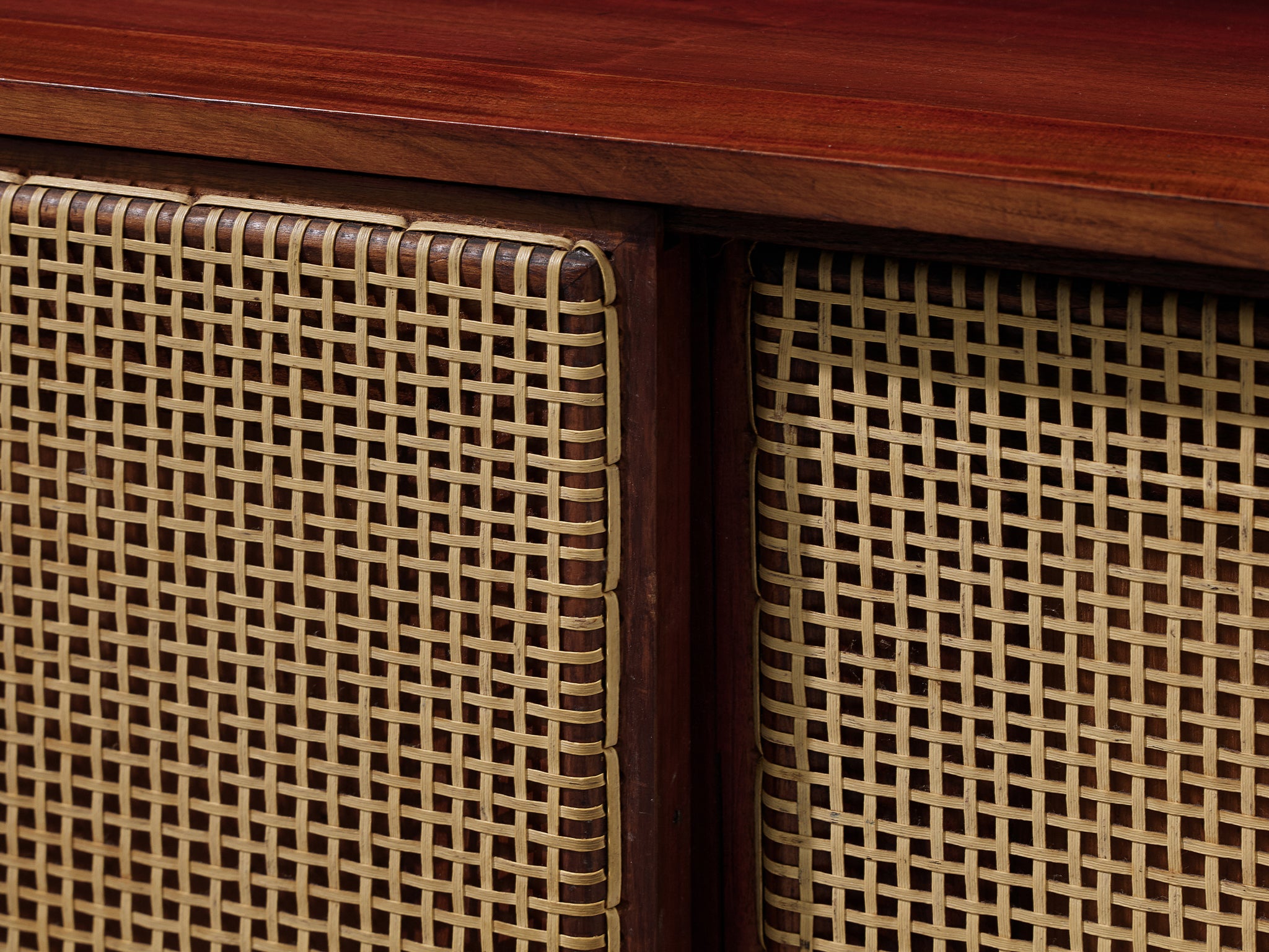 Rare and Large Martin Eisler Sideboard for Forma in Brazilian Walnut and Cane Case pieces and storage cabinets Morentz