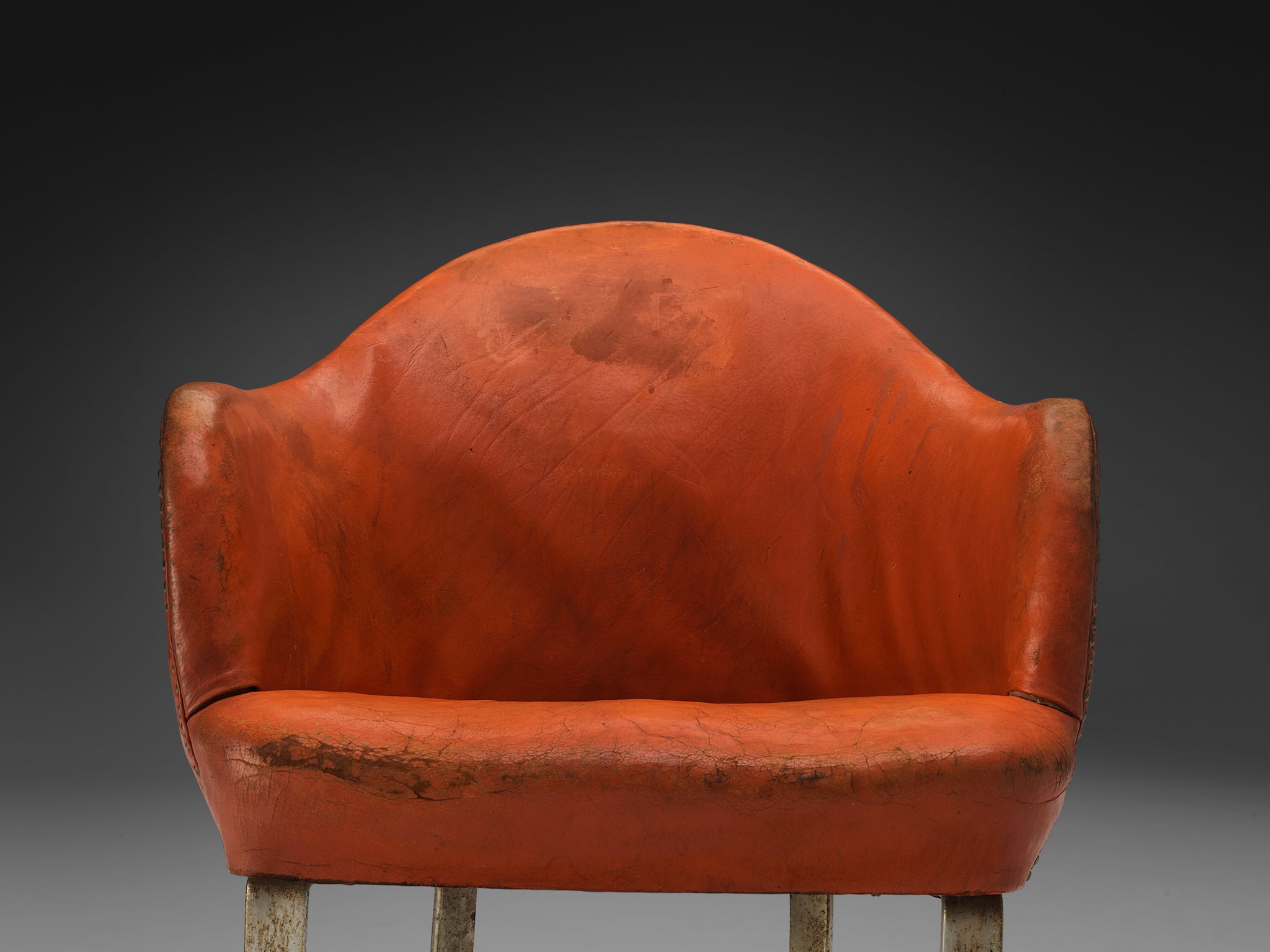 Rare Kaj Gottlob Armchair in Original Red Leather and Steel Seating Morentz