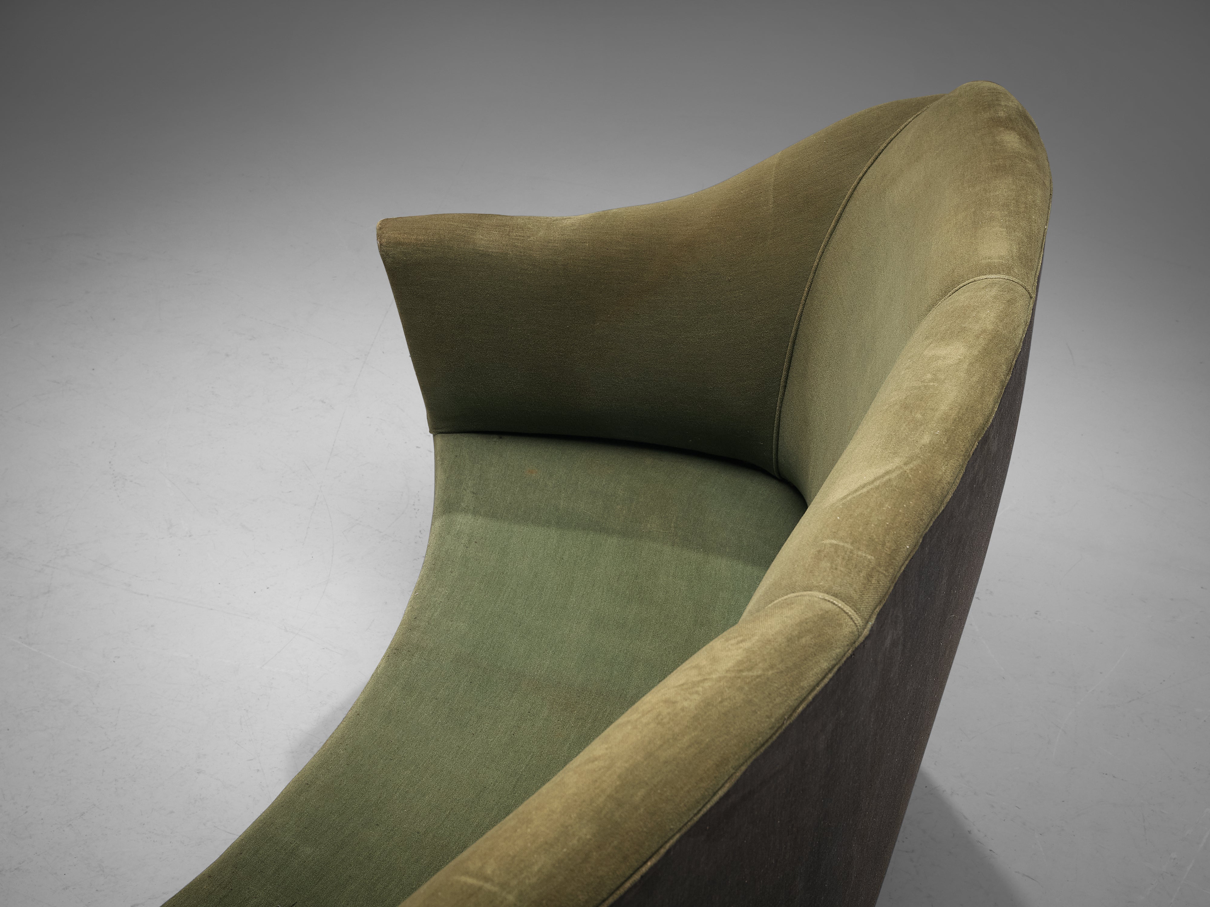 Italian Curved Three-Seat Sofa in Light Green Upholstery seating Morentz