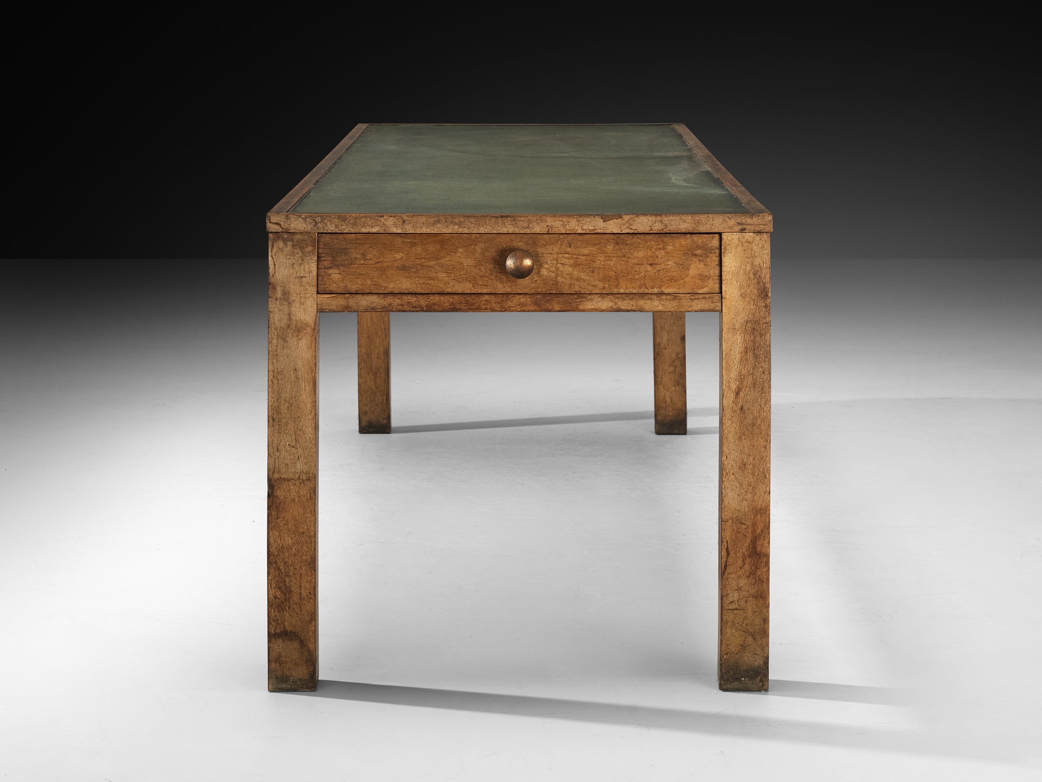 Rationalist 1930s Large Italian Table in Walnut and Linoleum Tables Morentz