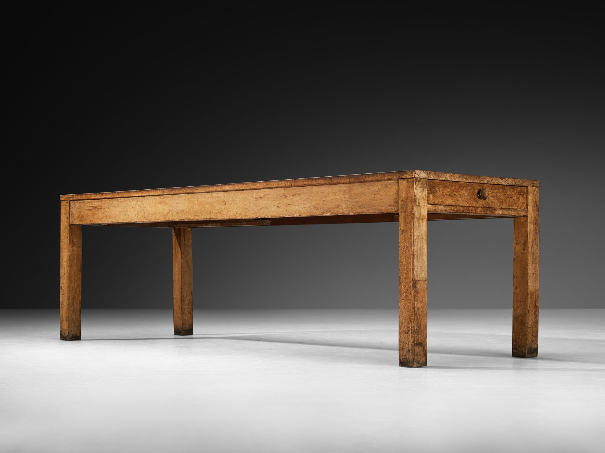 Rationalist 1930s Large Italian Table in Walnut and Linoleum Tables Morentz