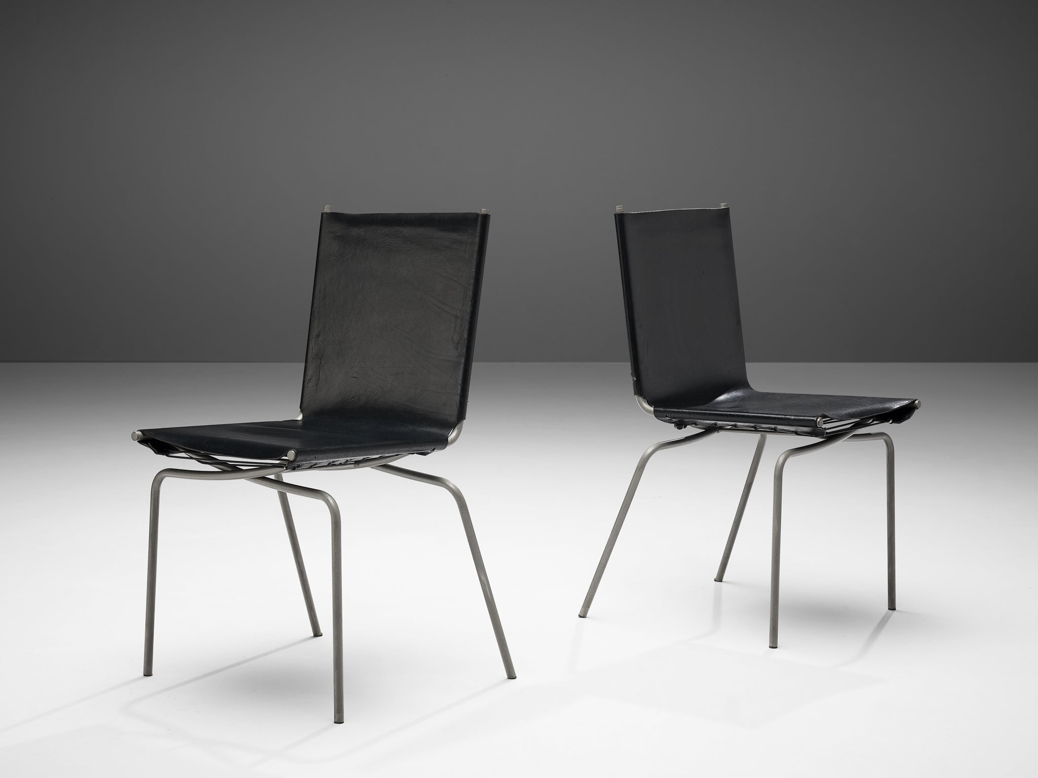 Fabiaan Van Severen Dining Chairs in Black Leather Seating Morentz