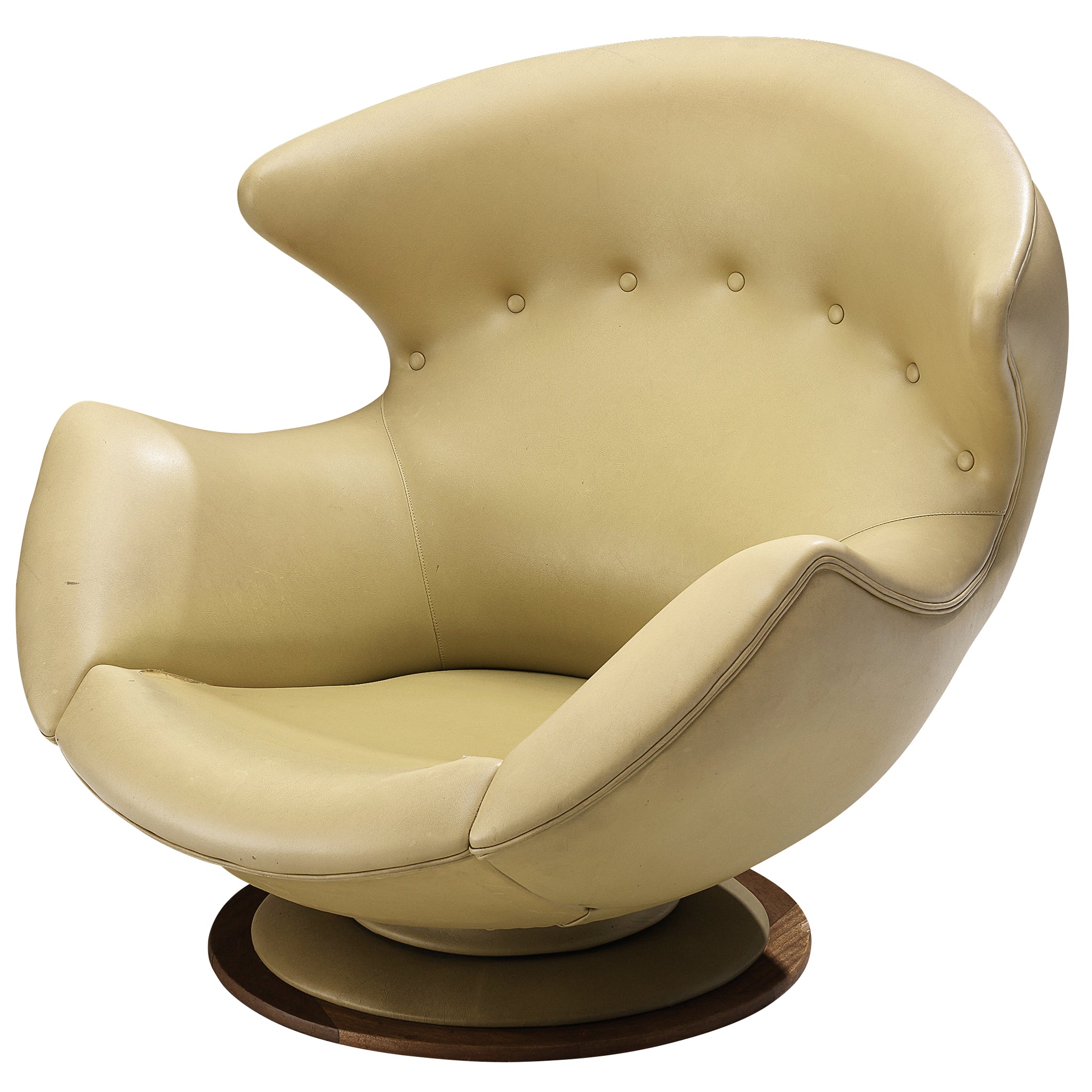 Italian Swivel Lounge Chair in Yellow Upholstery Seating Morentz
