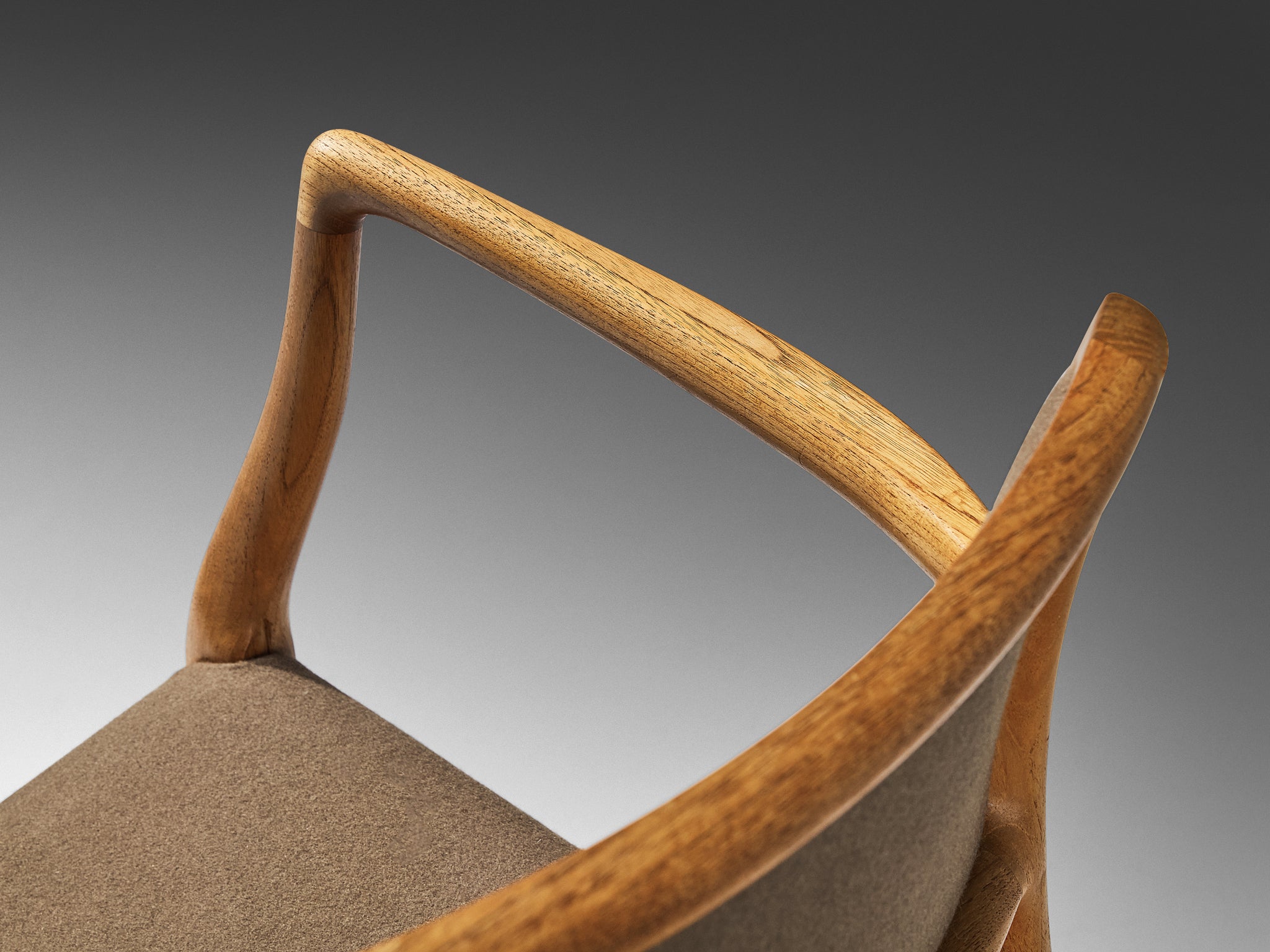 Niels O. Møller Armchair in Teak and Brown Green Wool