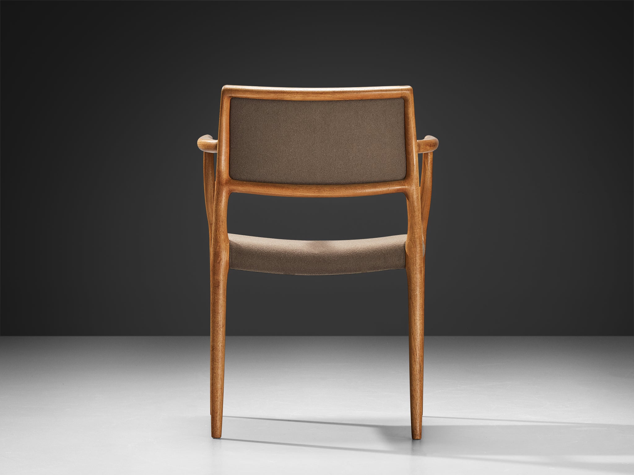 Niels O. Møller Armchair in Teak and Brown Green Wool