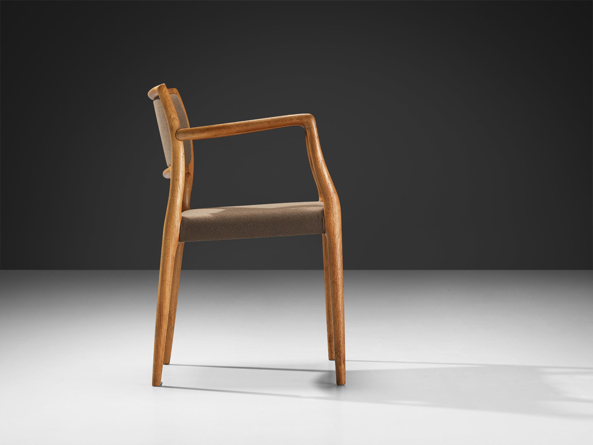 Niels O. Møller Armchair in Teak and Brown Green Wool Seating Morentz