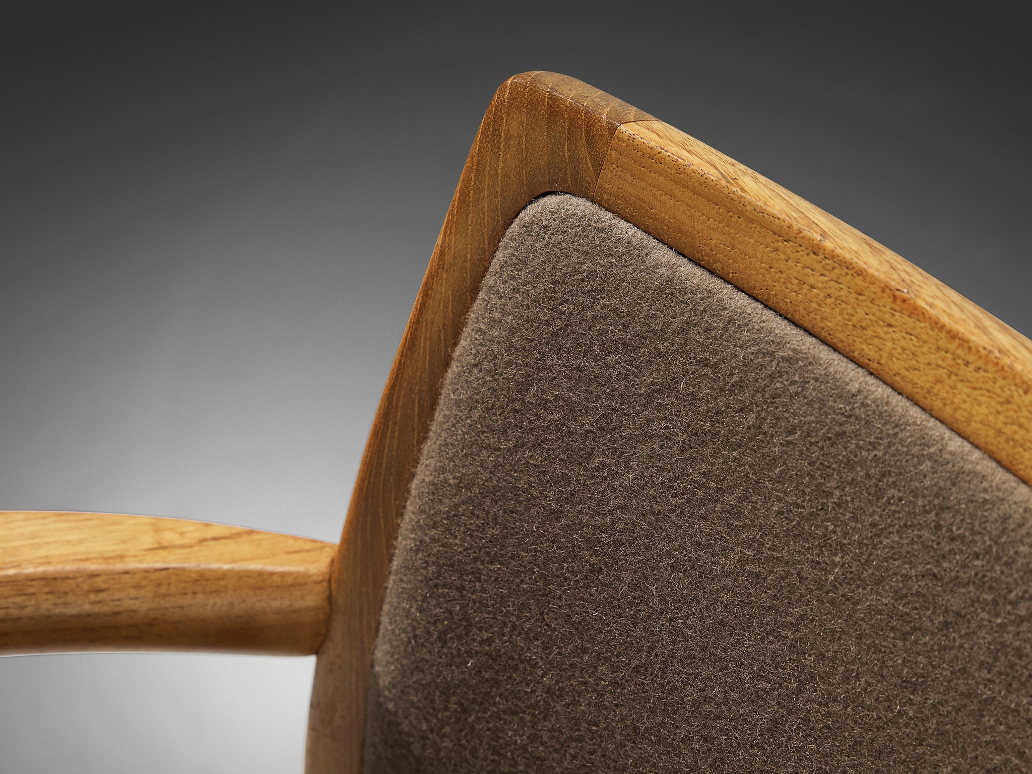 Niels O. Møller Armchair in Teak and Brown Green Wool