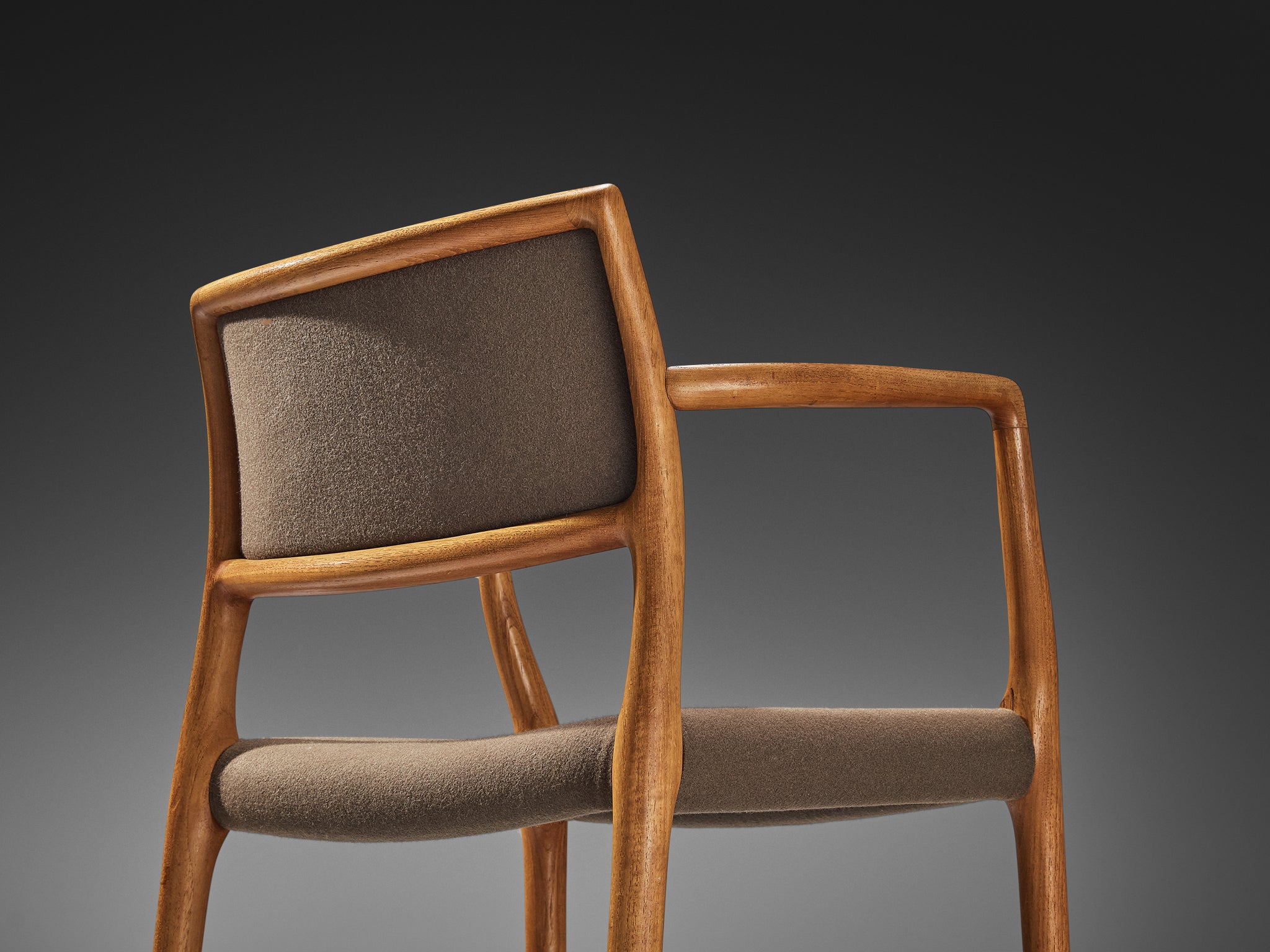Niels O. Møller Armchair in Teak and Brown Green Wool
