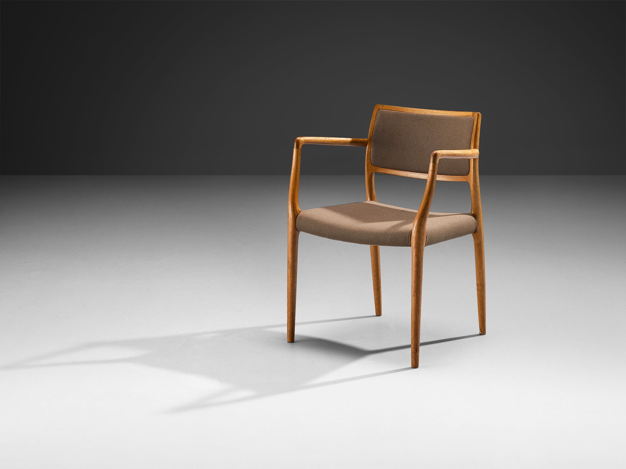 Niels O. Møller Armchair in Teak and Brown Green Wool