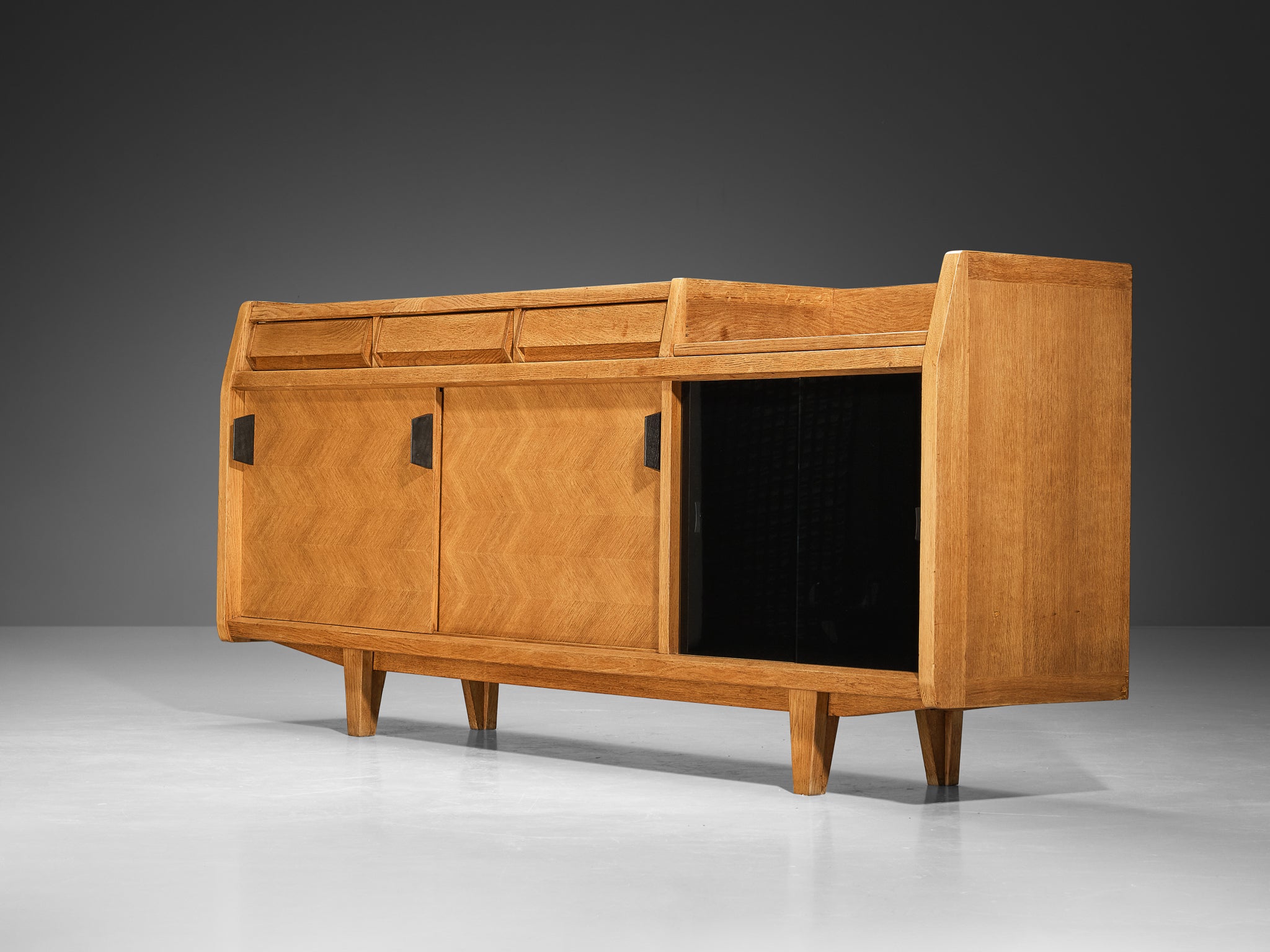 Guillerme & Chambron Sideboard with Sliding-Doors in Solid Oak Case pieces and storage cabinets Morentz