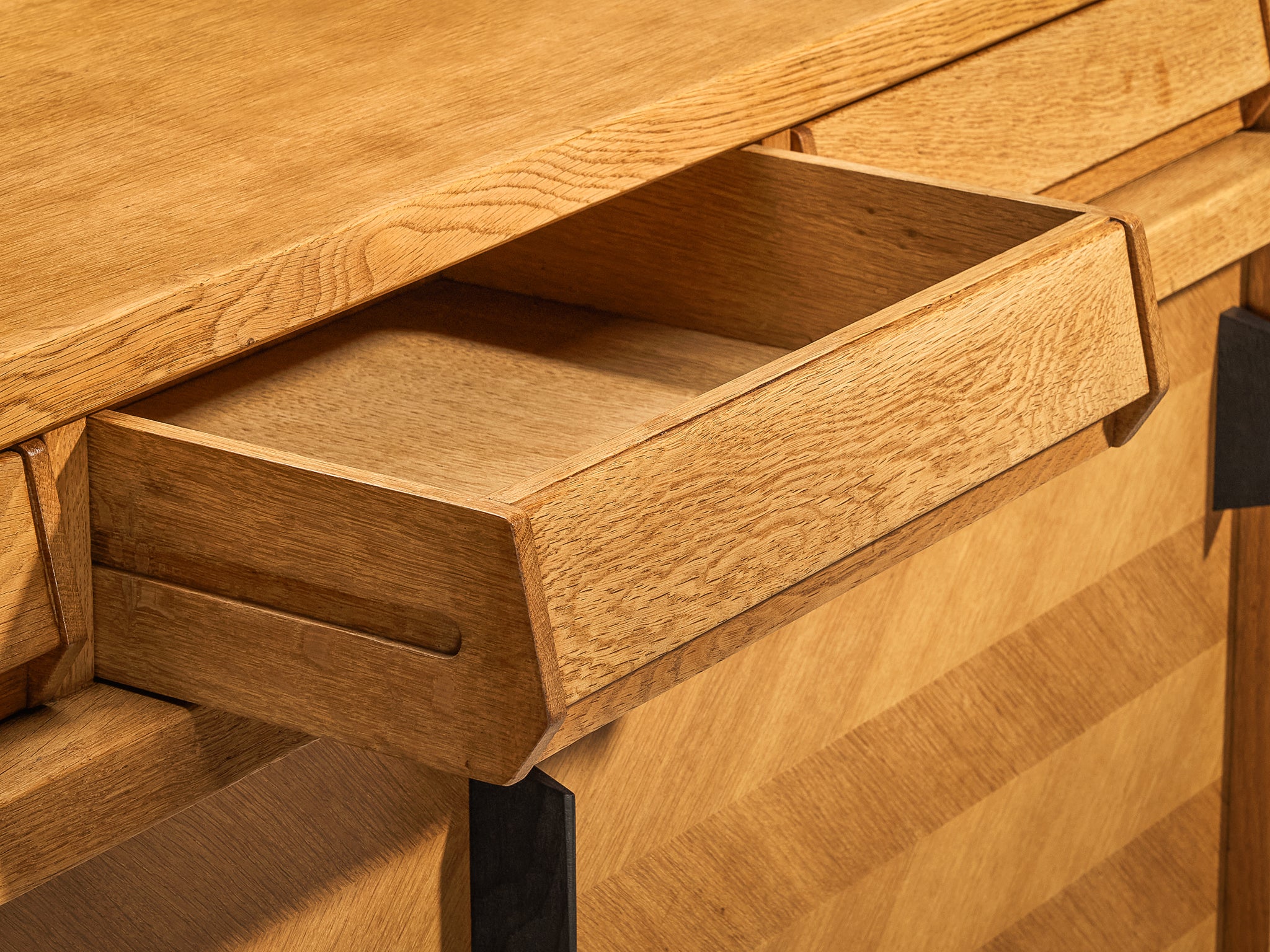 Guillerme & Chambron Sideboard with Sliding-Doors in Solid Oak Case pieces and storage cabinets Morentz