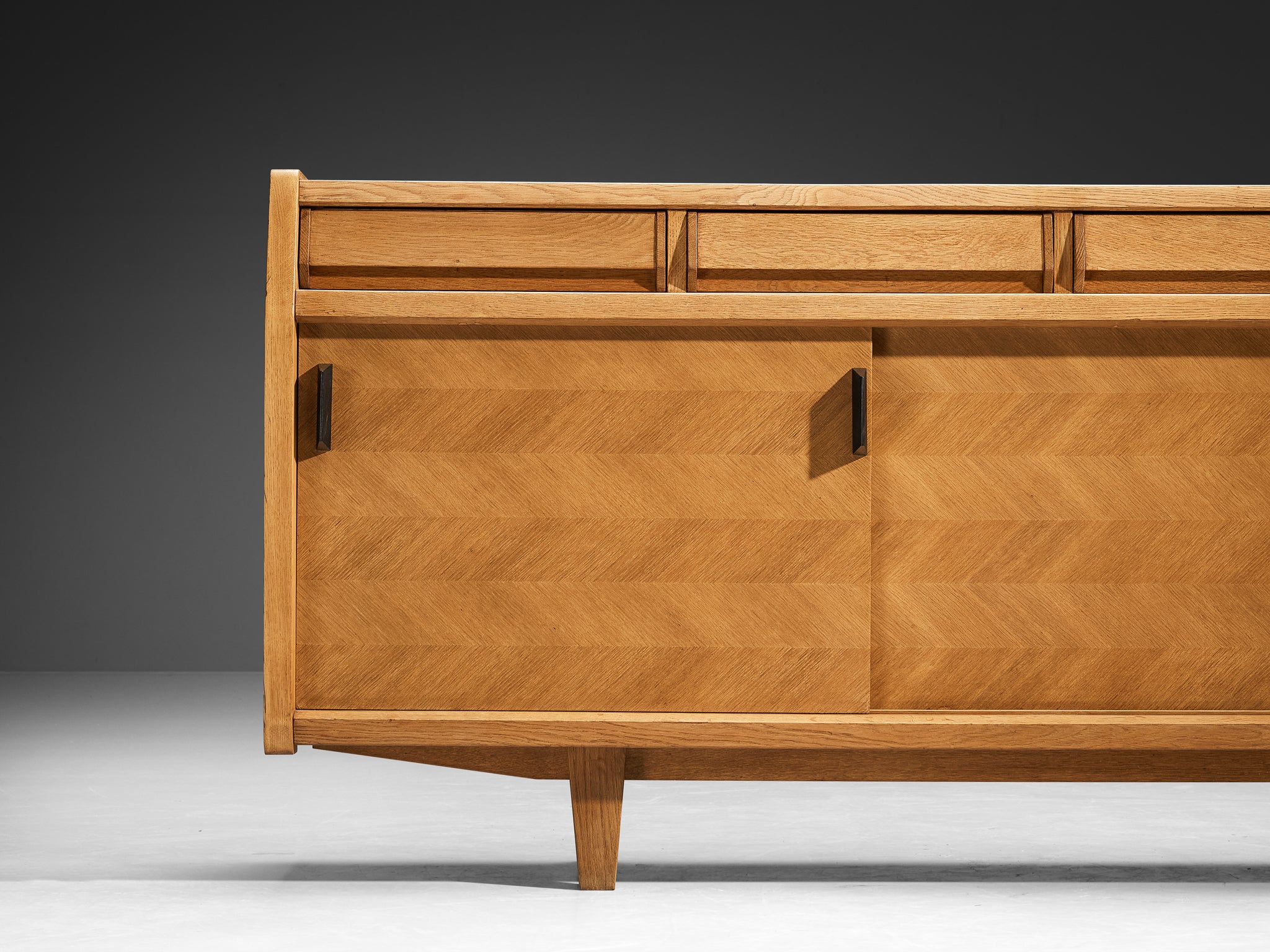 Guillerme & Chambron Sideboard with Sliding-Doors in Solid Oak Case pieces and storage cabinets Morentz
