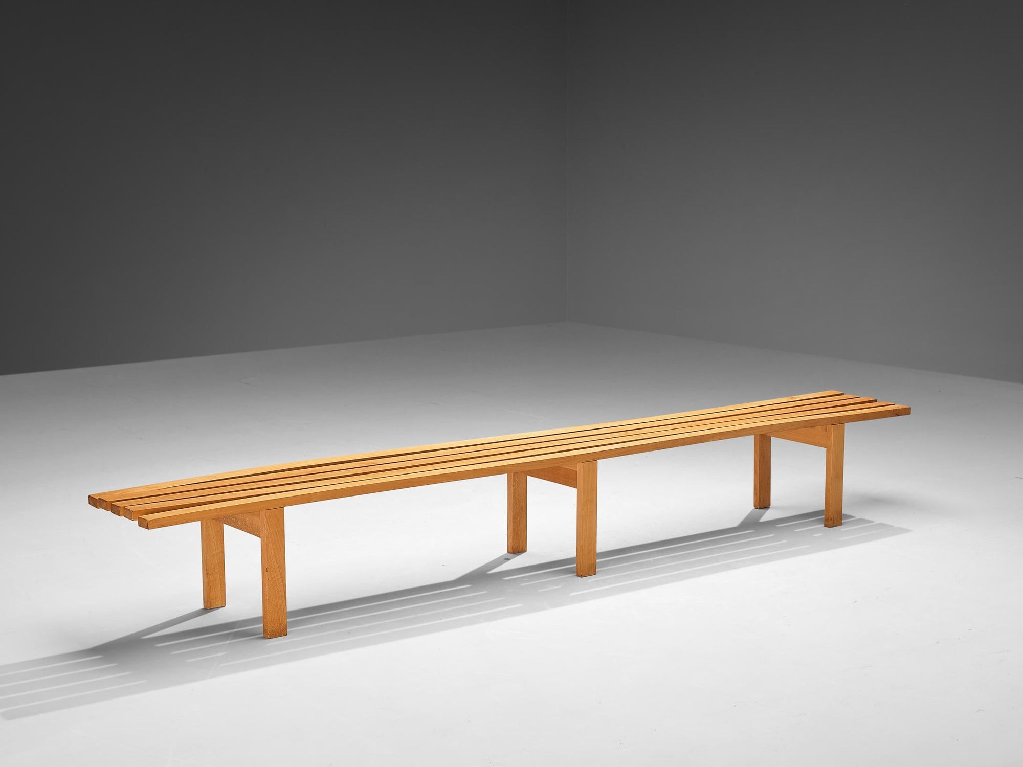 Scandinavian Slatted Bench in Solid Wood