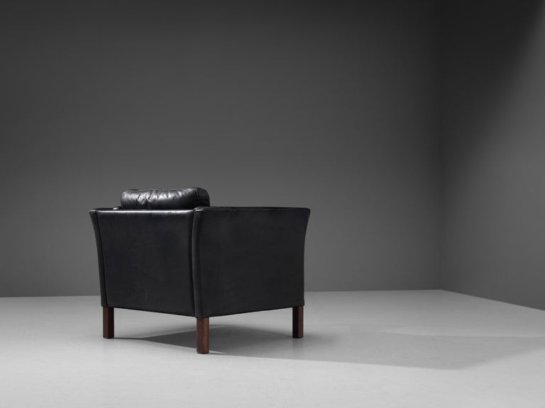 Danish Armchair in Black Leather