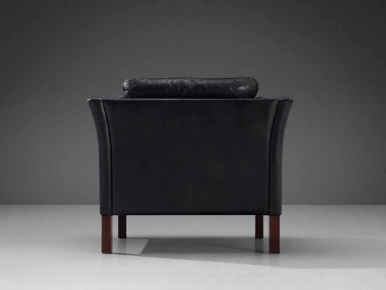 Danish Armchair in Black Leather