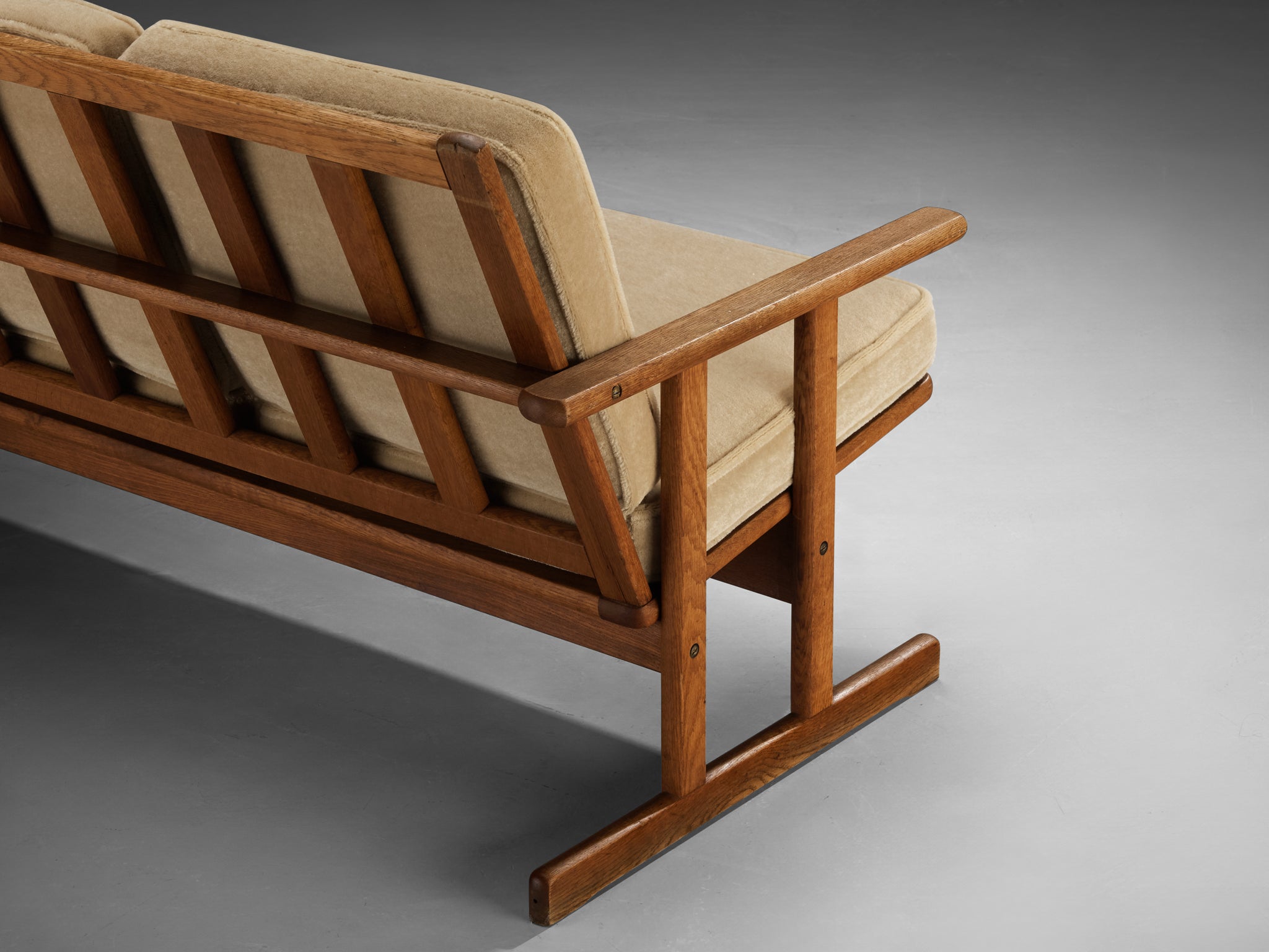 Danish FDB Møbler Three-Seat Sofa in Solid Oak with Reupholstered Cushions Seating Morentz